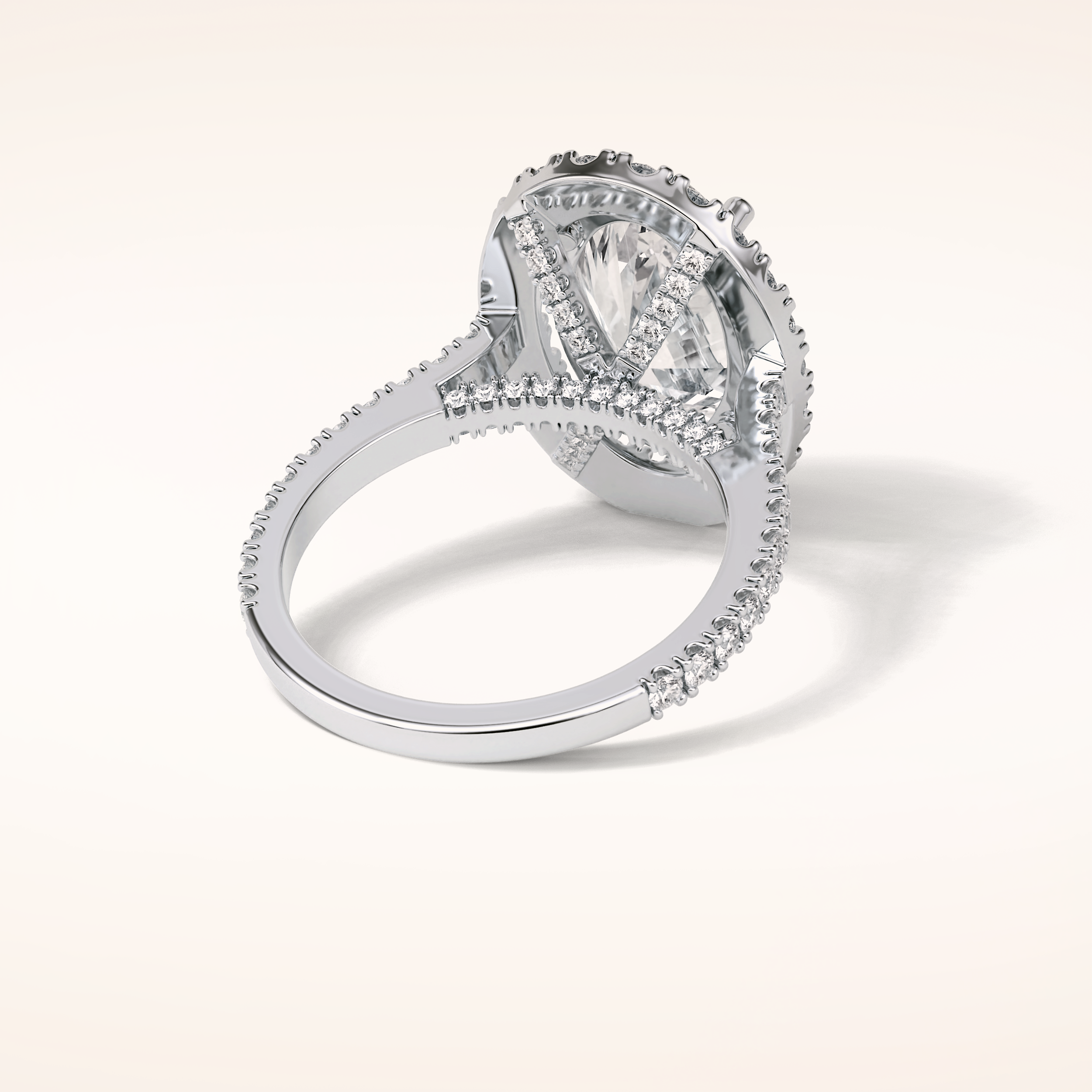 4.1 CT Oval Shaped Halo & Pave Moissanite Engagement Ring