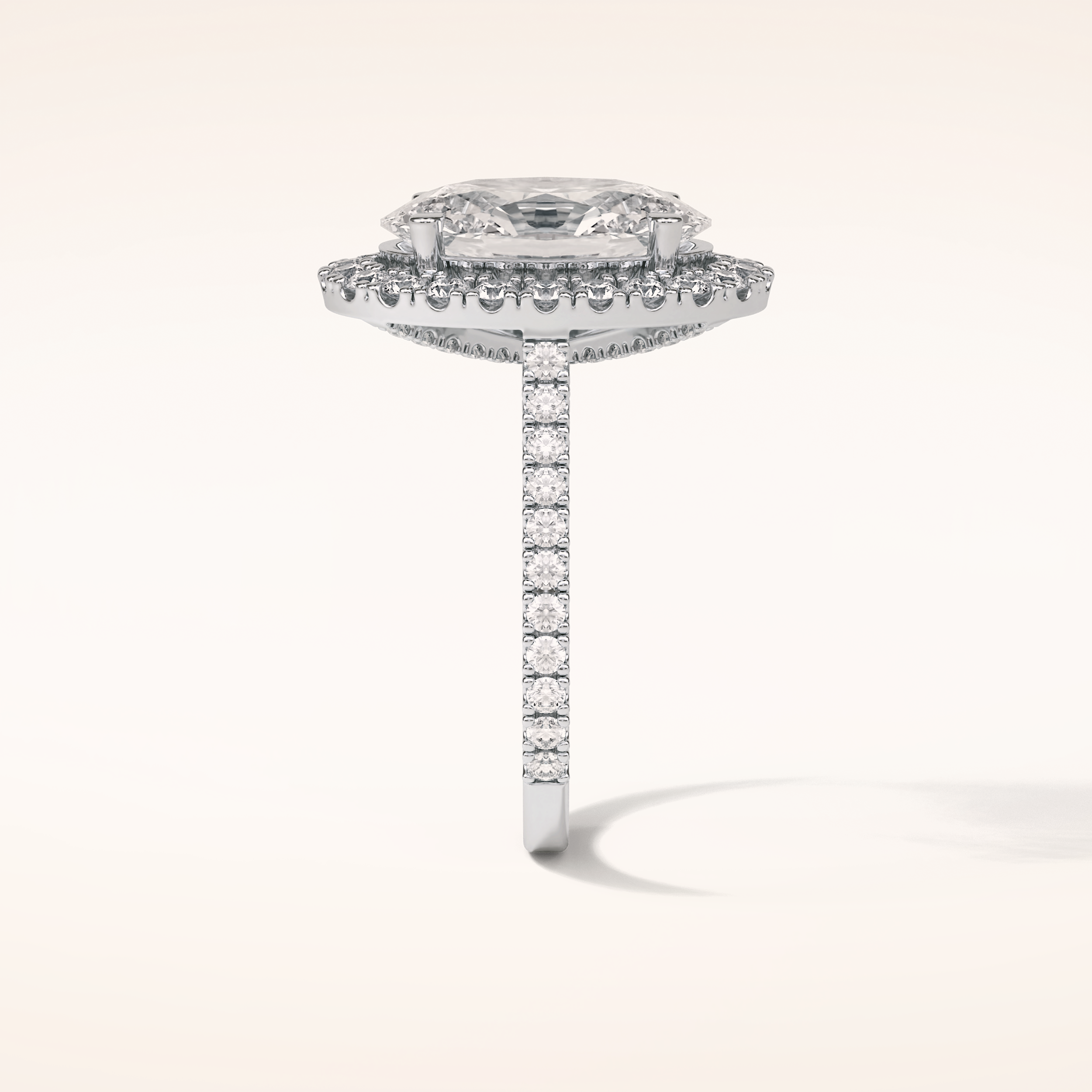 4.1 CT Oval Shaped Halo & Pave Moissanite Engagement Ring