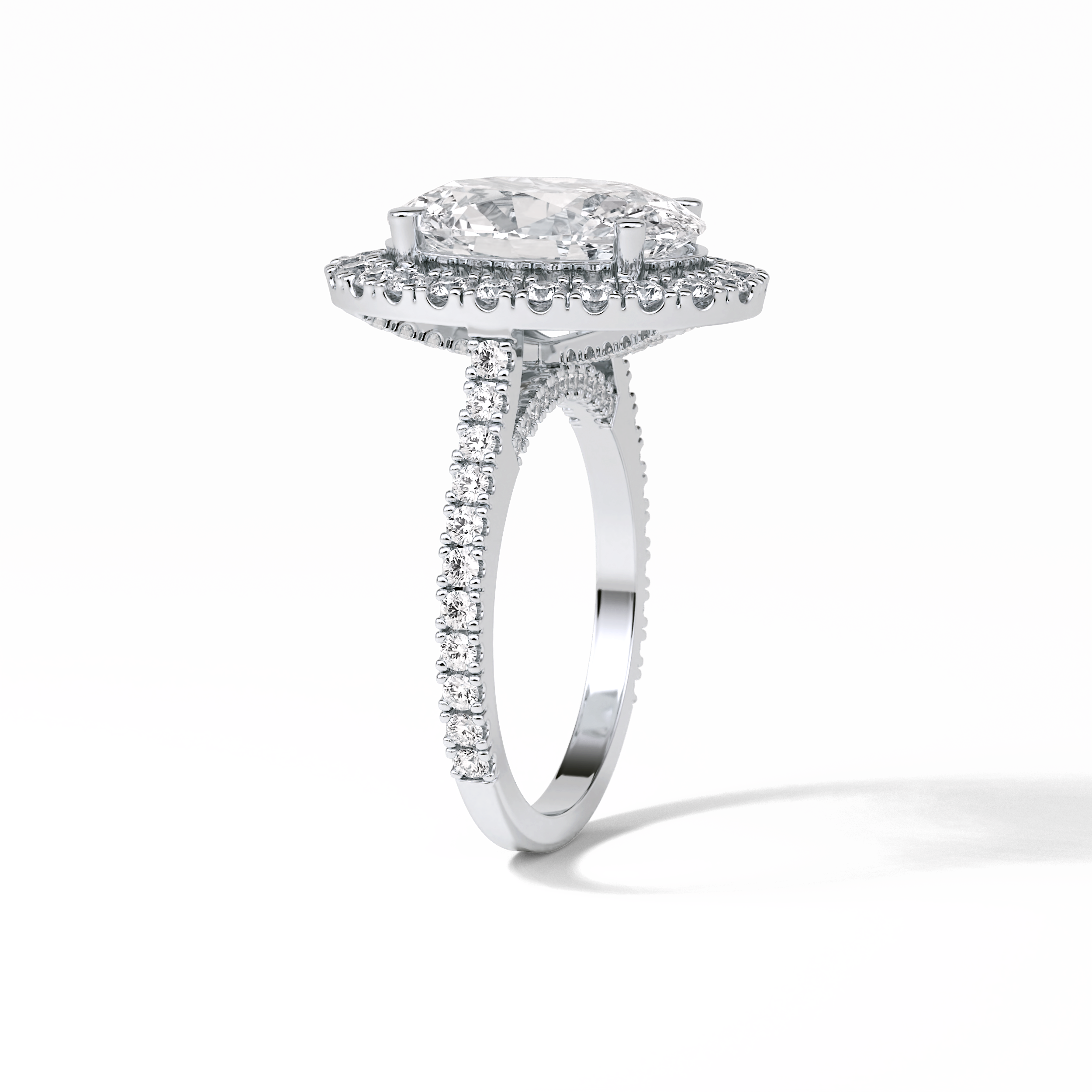 Oval Halo & Pave Lab Grown Diamond Engagement Ring