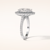 4.1 CT Oval Shaped Halo & Pave Moissanite Engagement Ring