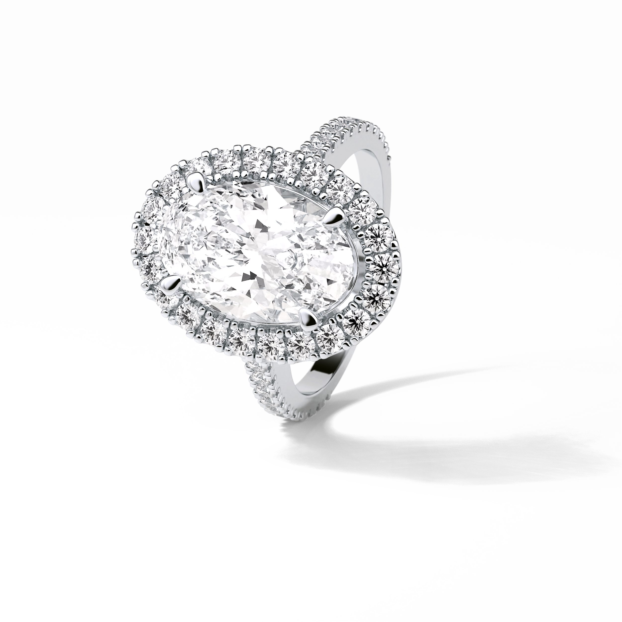 Oval Halo & Pave Lab Grown Diamond Engagement Ring