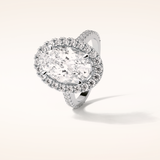 4.1 CT Oval Shaped Halo & Pave Moissanite Engagement Ring