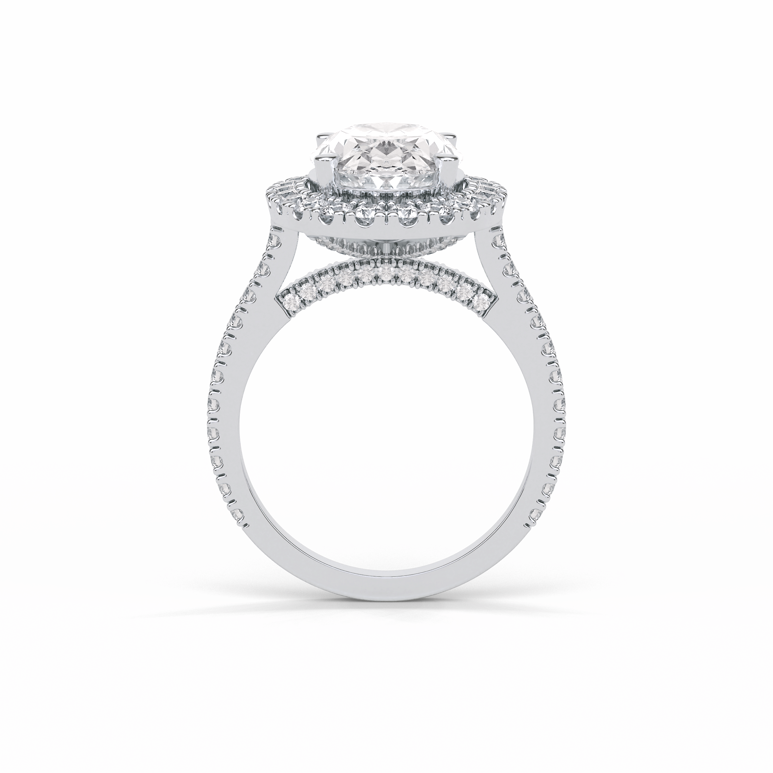Oval Halo & Pave Lab Grown Diamond Engagement Ring