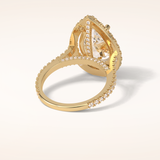 6.15 CT Pear Shaped Halo & Pave Moissanite Engagement Ring