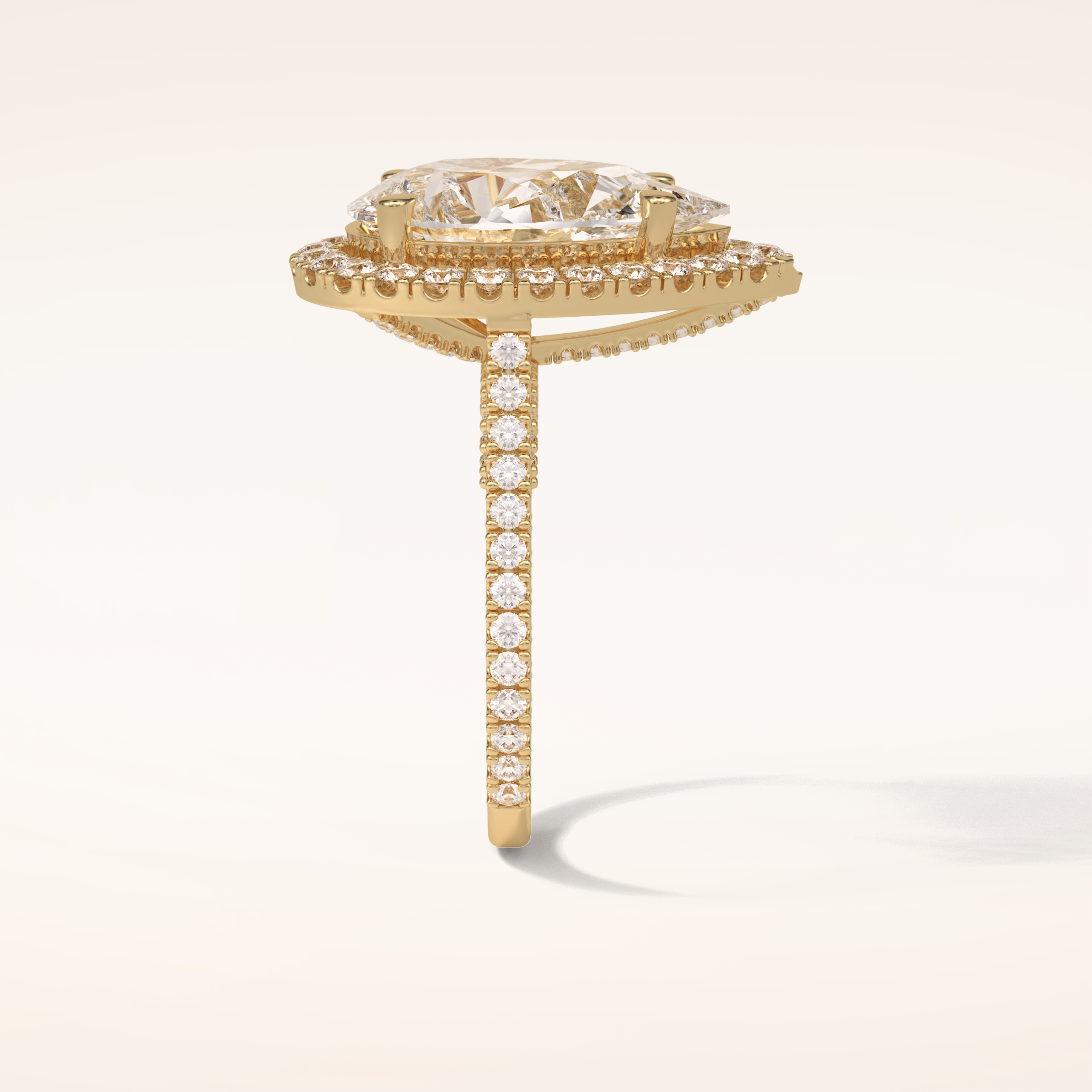 6.15 CT Pear Shaped Halo & Pave Moissanite Engagement Ring