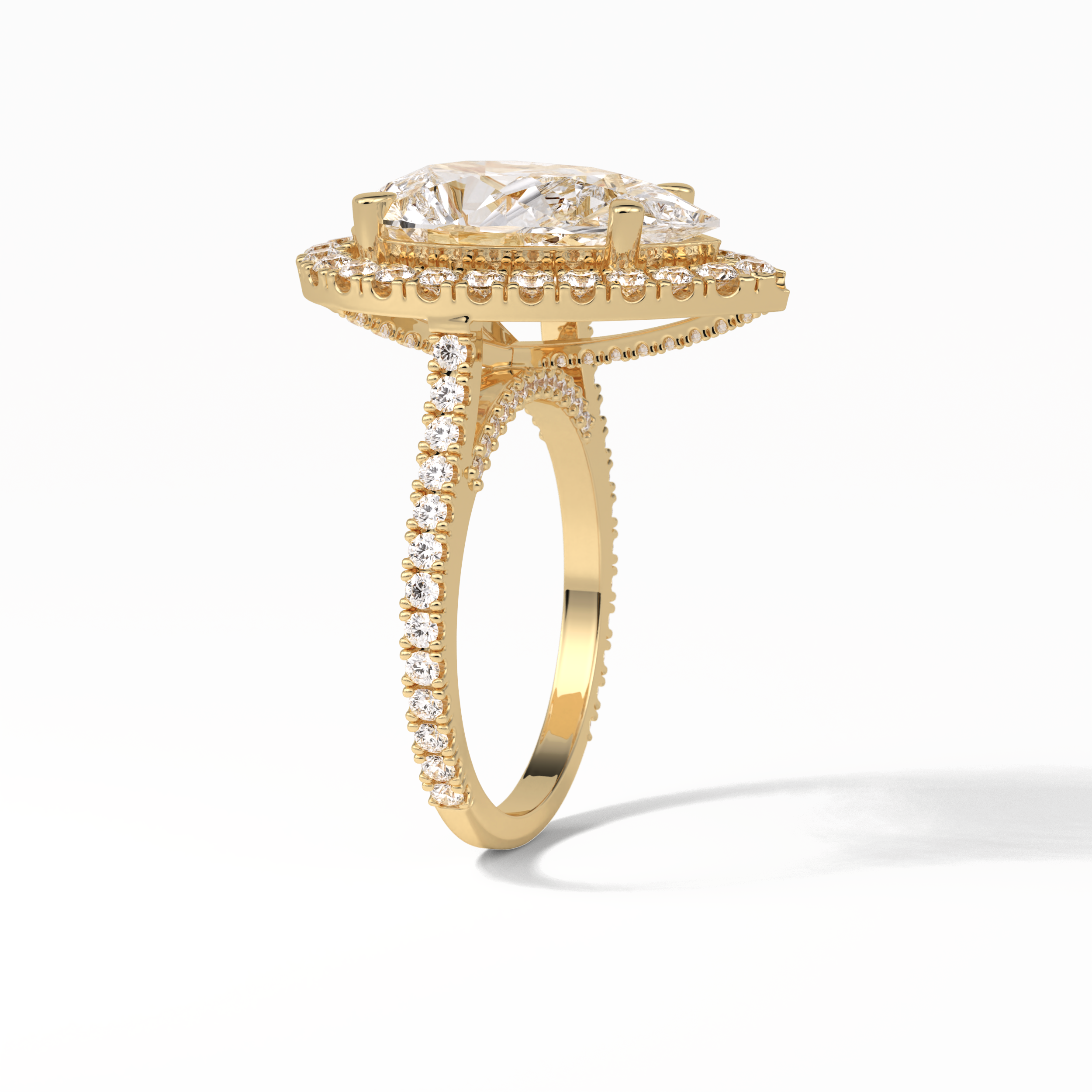 Pear Halo & Pave Lab Grown Diamond Engagement Ring