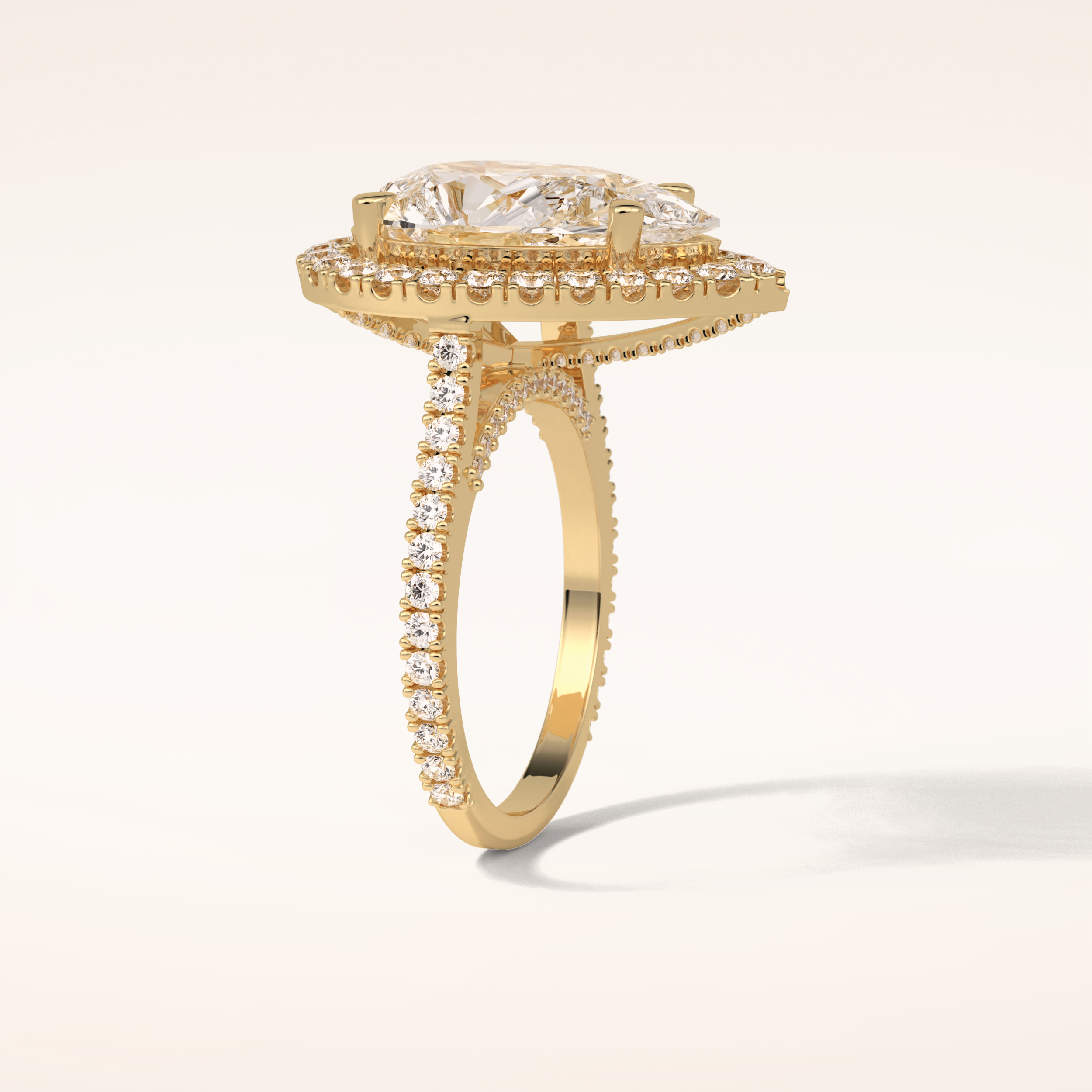 6.15 CT Pear Shaped Halo & Pave Moissanite Engagement Ring