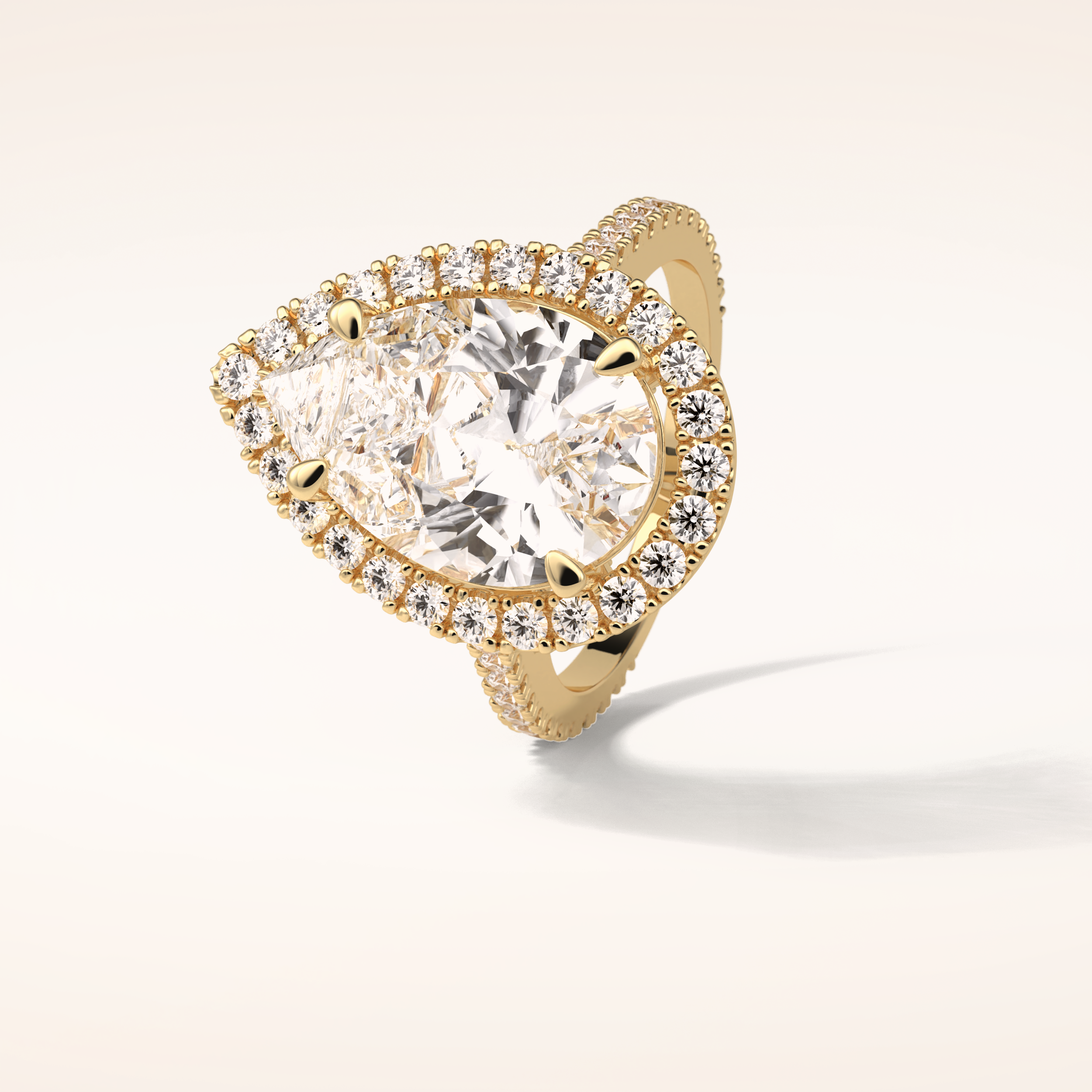 6.15 CT Pear Shaped Halo & Pave Moissanite Engagement Ring