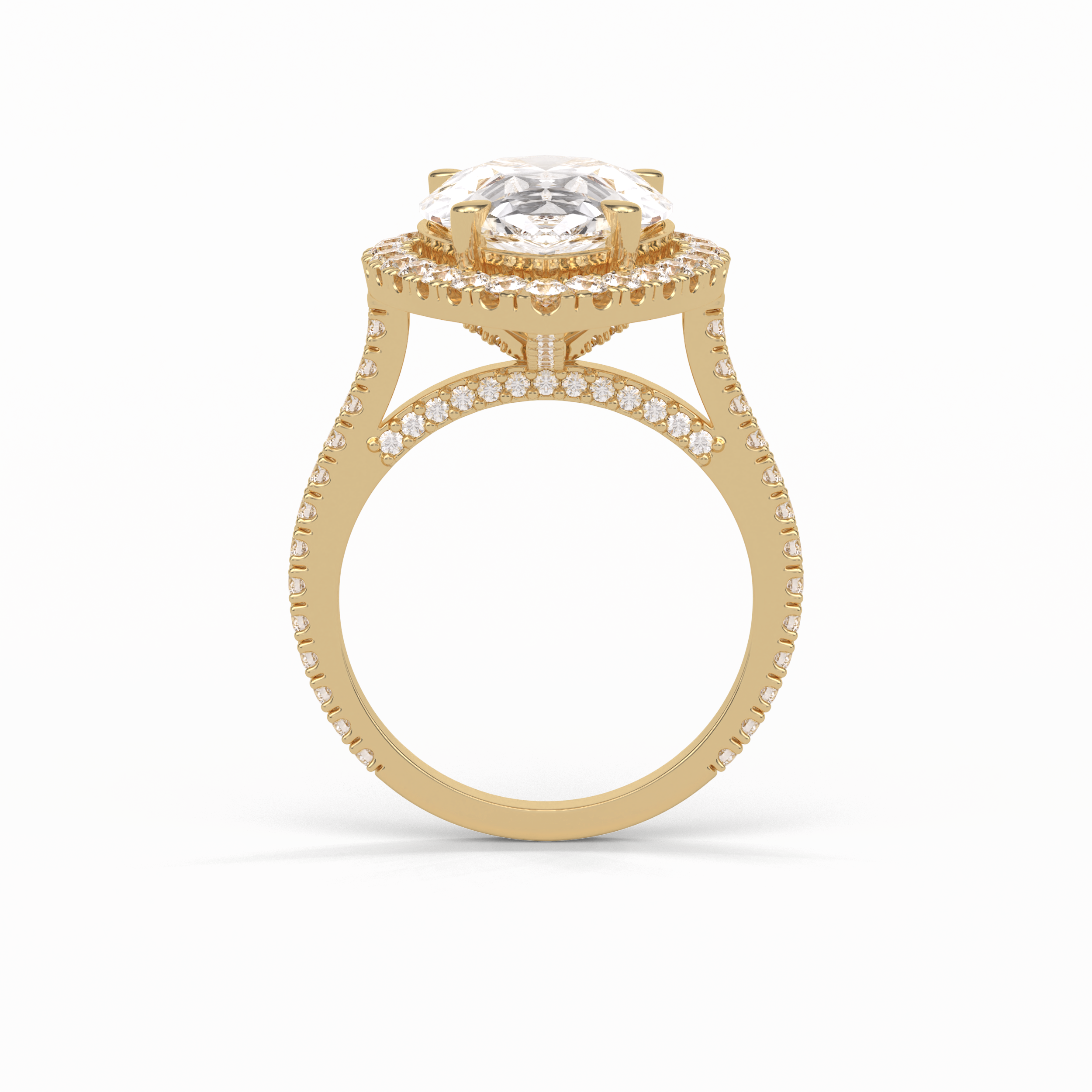 Pear Halo & Pave Lab Grown Diamond Engagement Ring