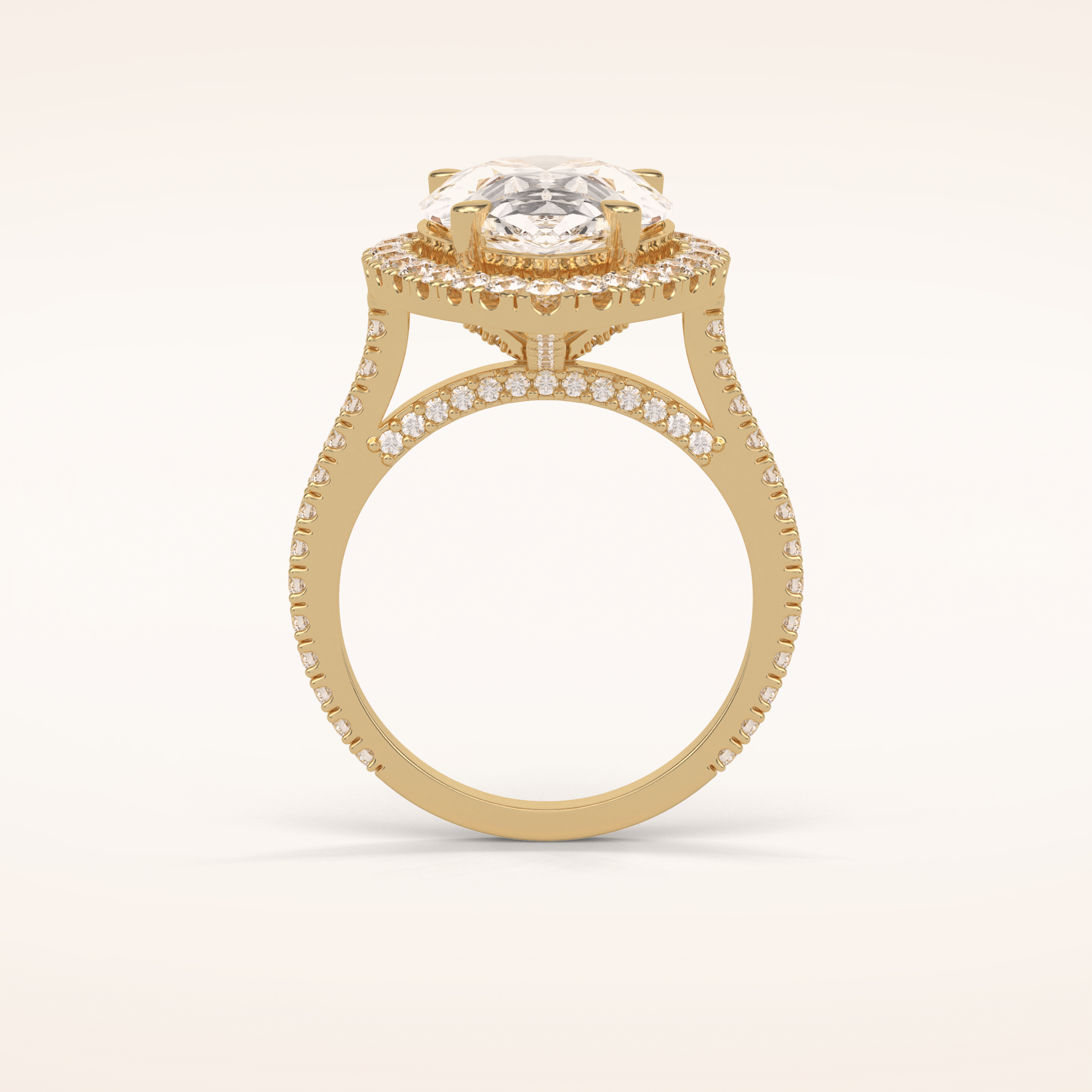 6.15 CT Pear Shaped Halo & Pave Moissanite Engagement Ring