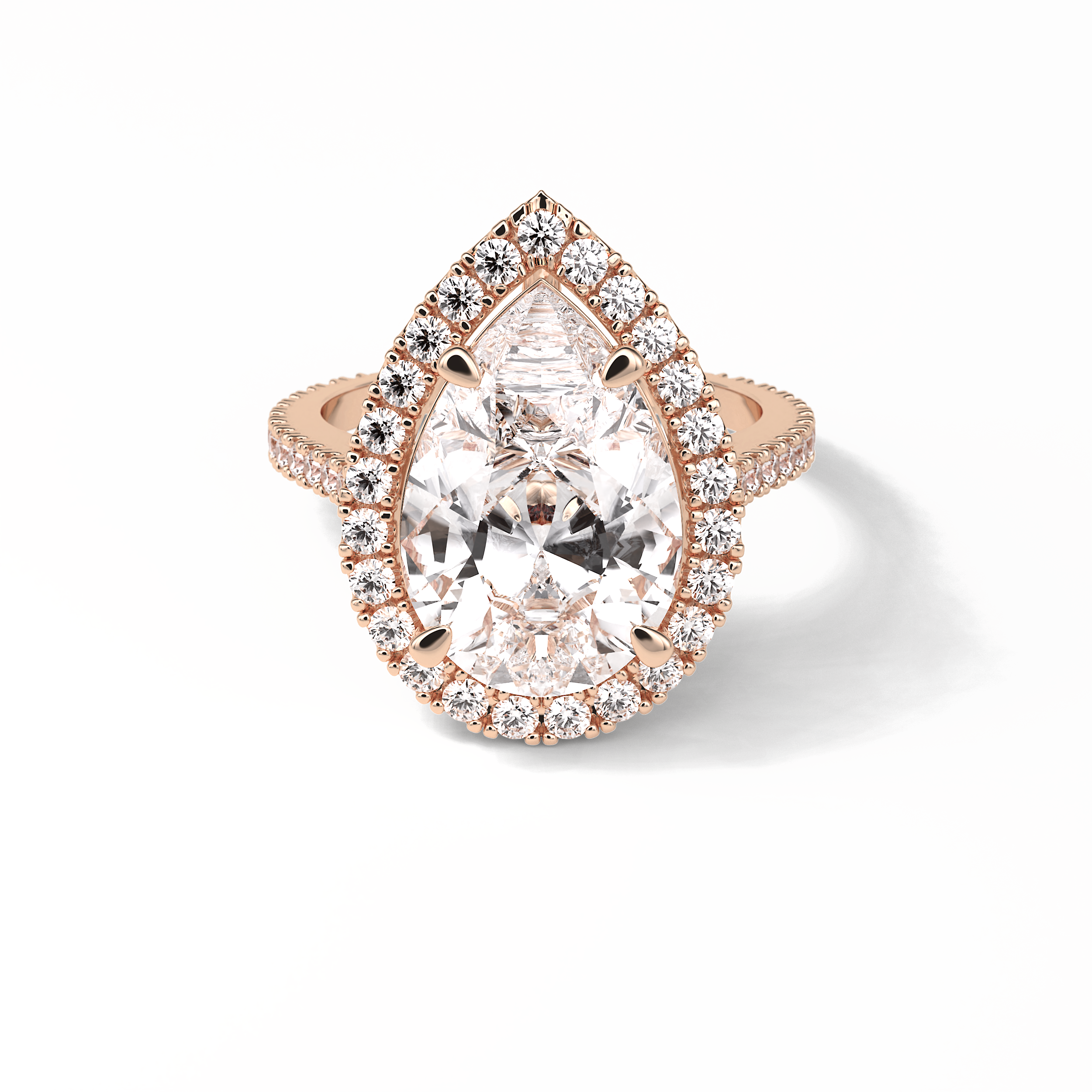 Pear Halo & Pave Lab Grown Diamond Engagement Ring