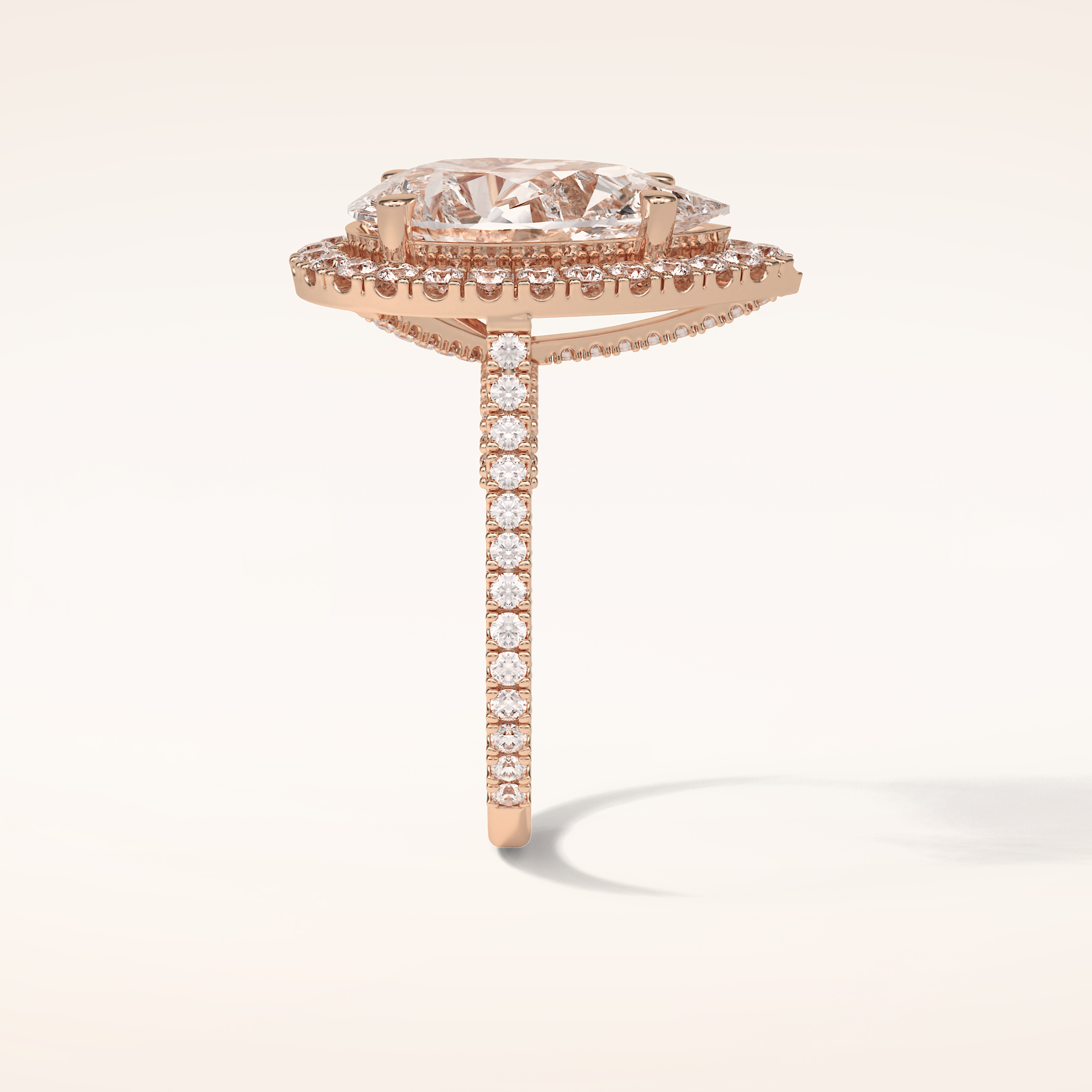 6.15 CT Pear Shaped Halo & Pave Moissanite Engagement Ring