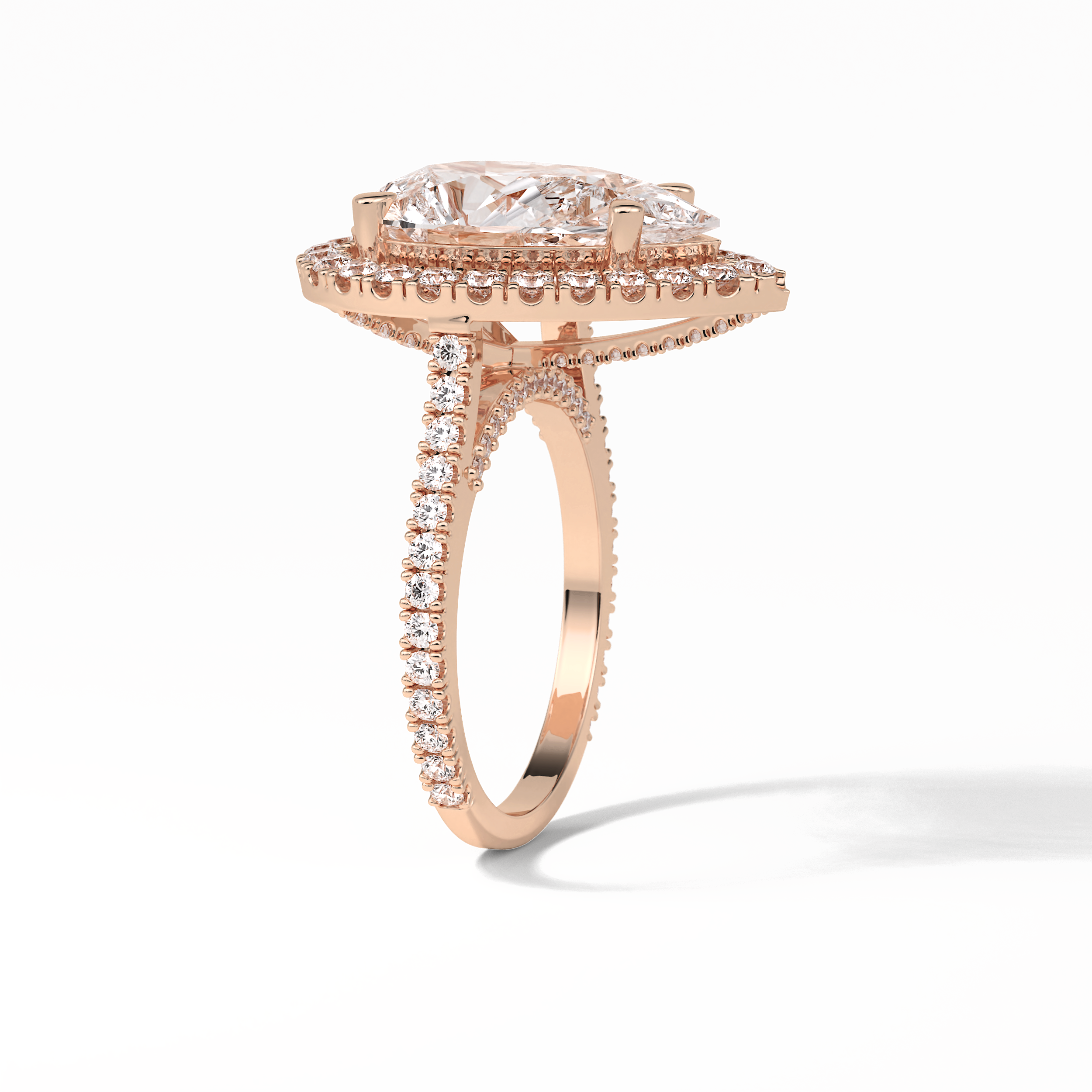 Pear Halo & Pave Lab Grown Diamond Engagement Ring