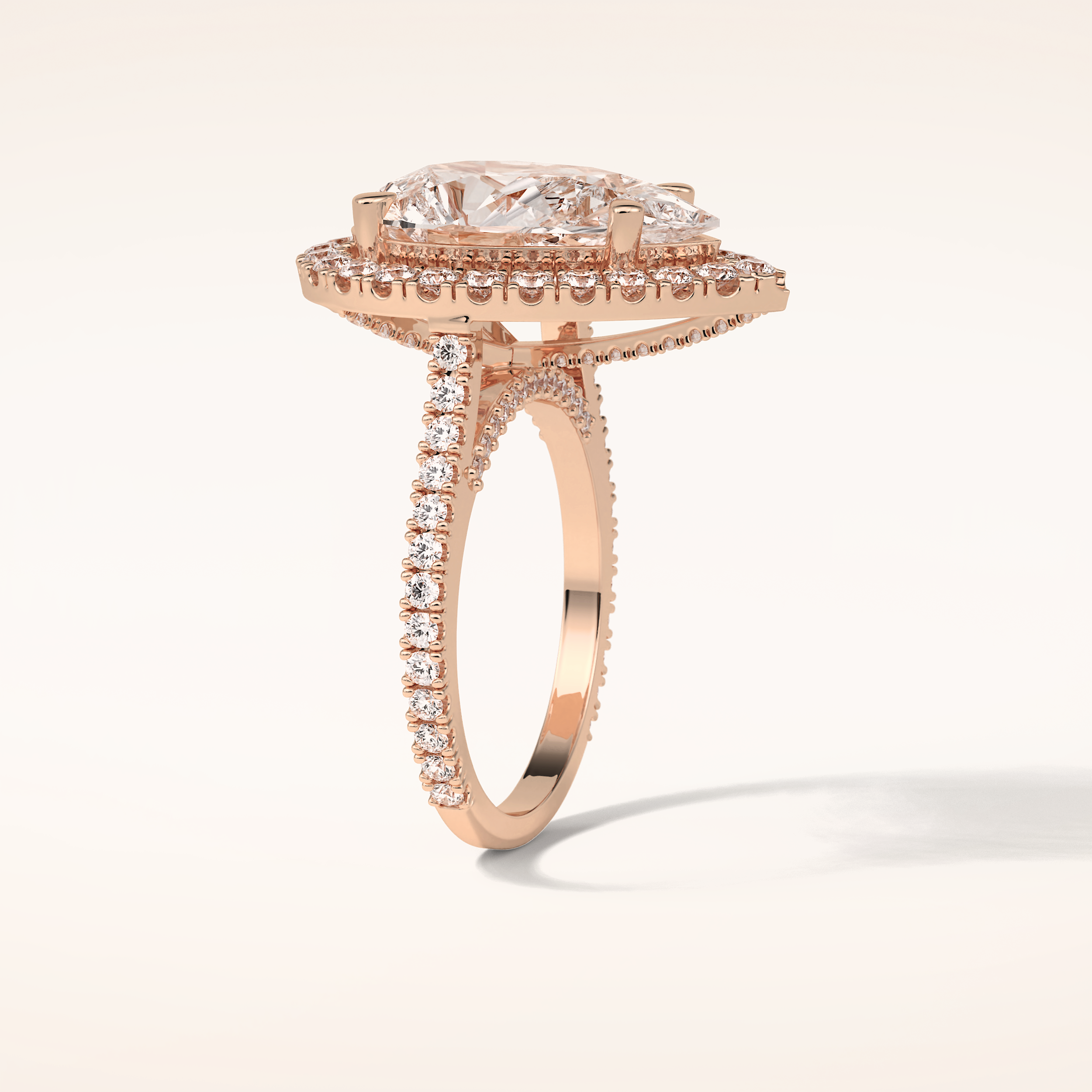 6.15 CT Pear Shaped Halo & Pave Moissanite Engagement Ring