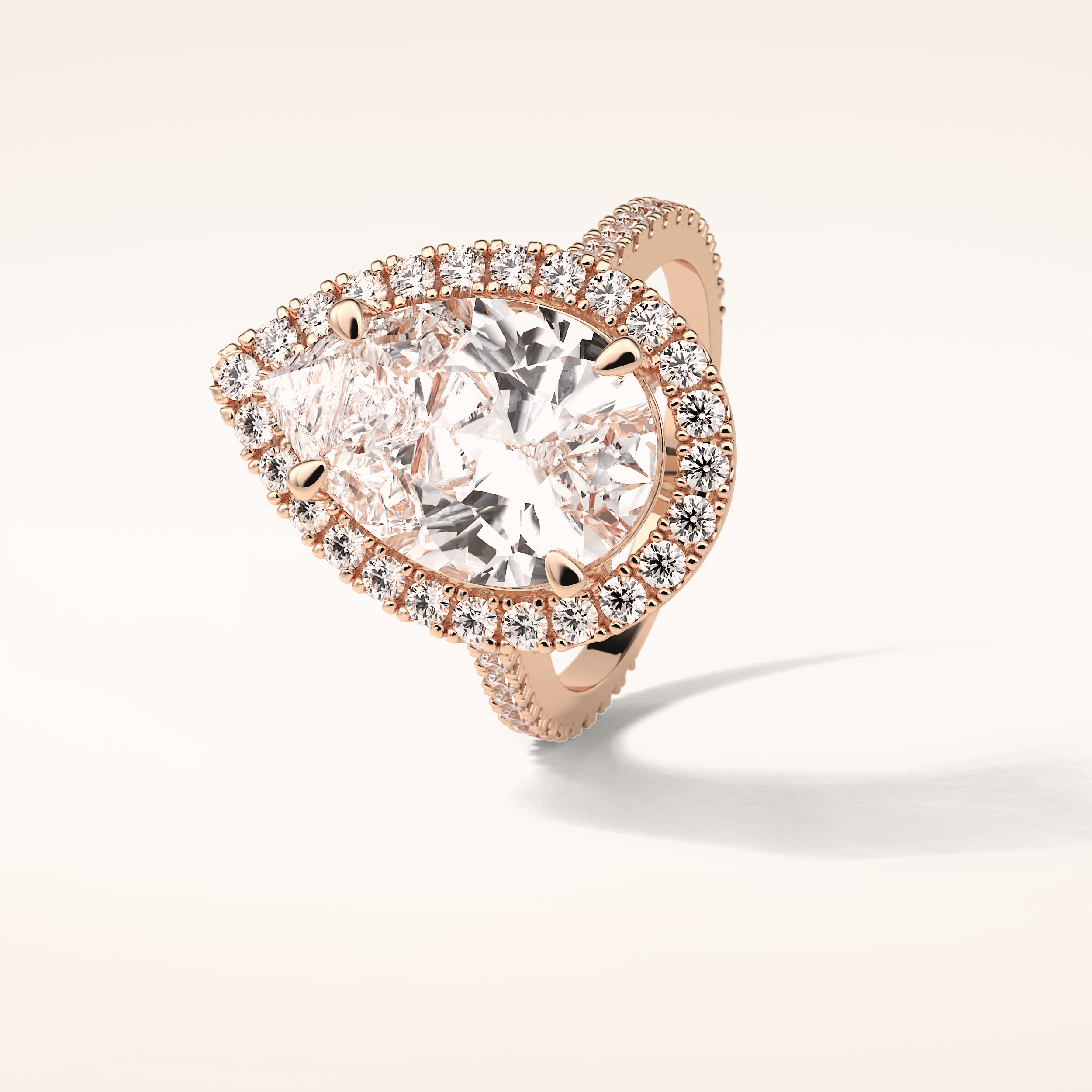 6.15 CT Pear Shaped Halo & Pave Moissanite Engagement Ring