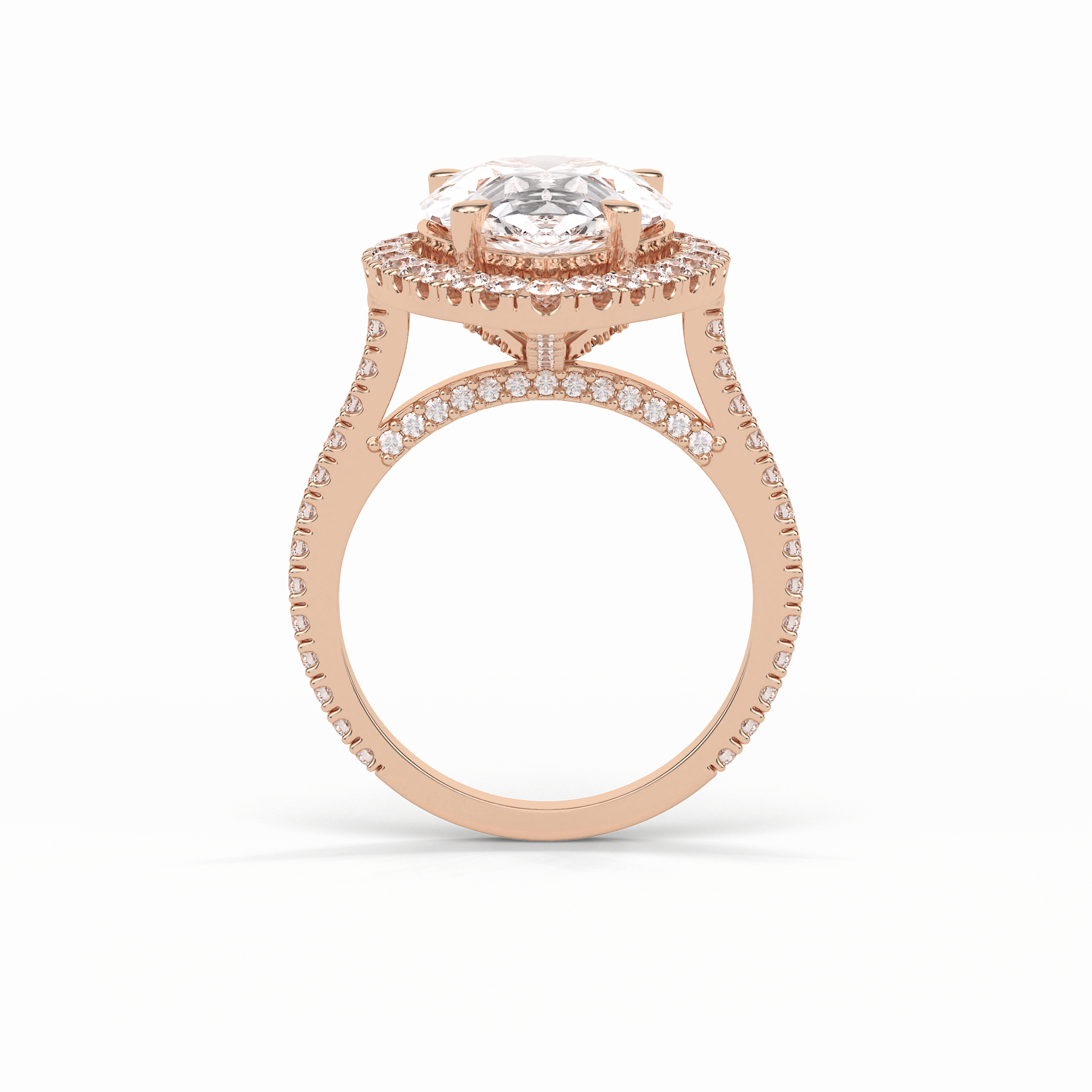 Pear Halo & Pave Lab Grown Diamond Engagement Ring