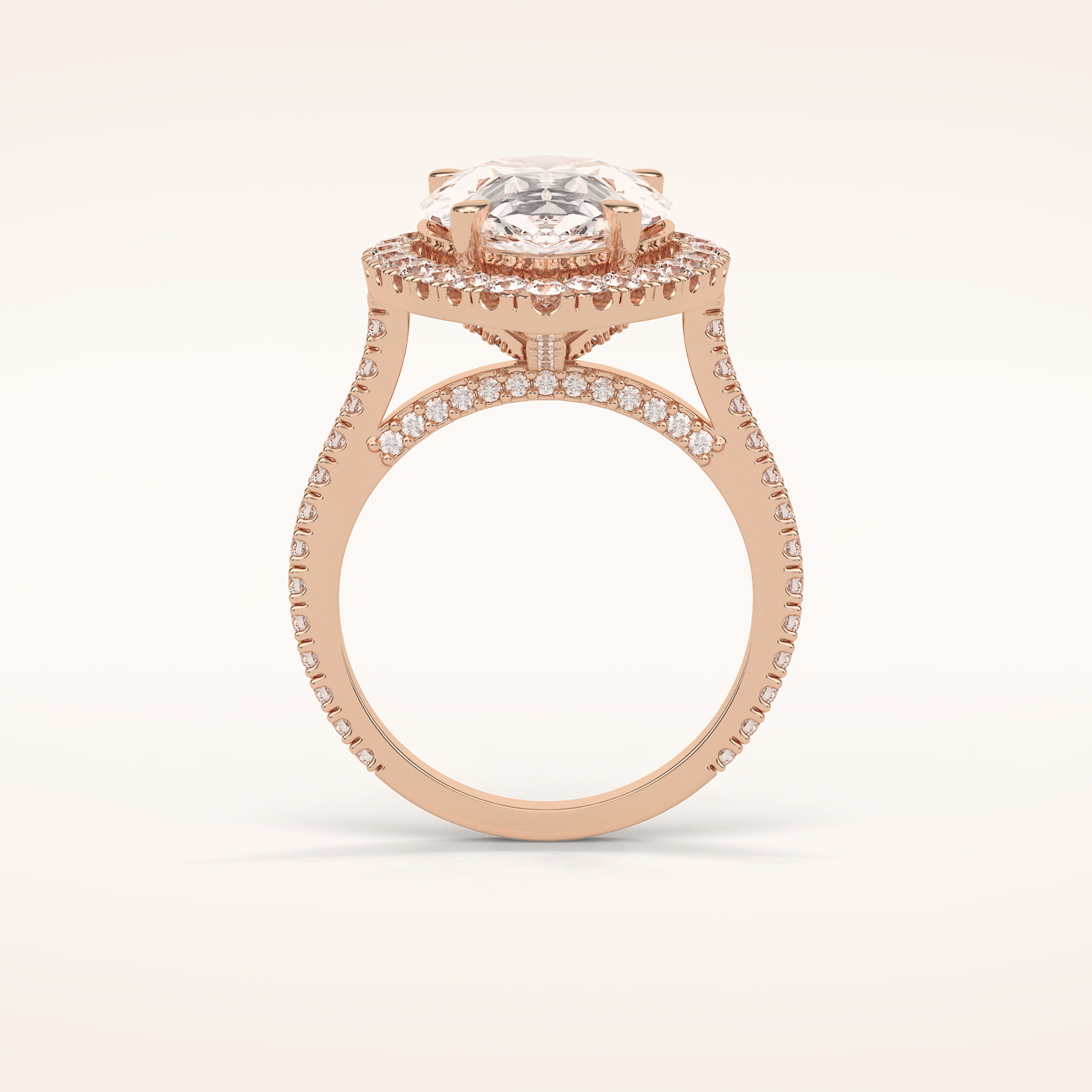 6.15 CT Pear Shaped Halo & Pave Moissanite Engagement Ring