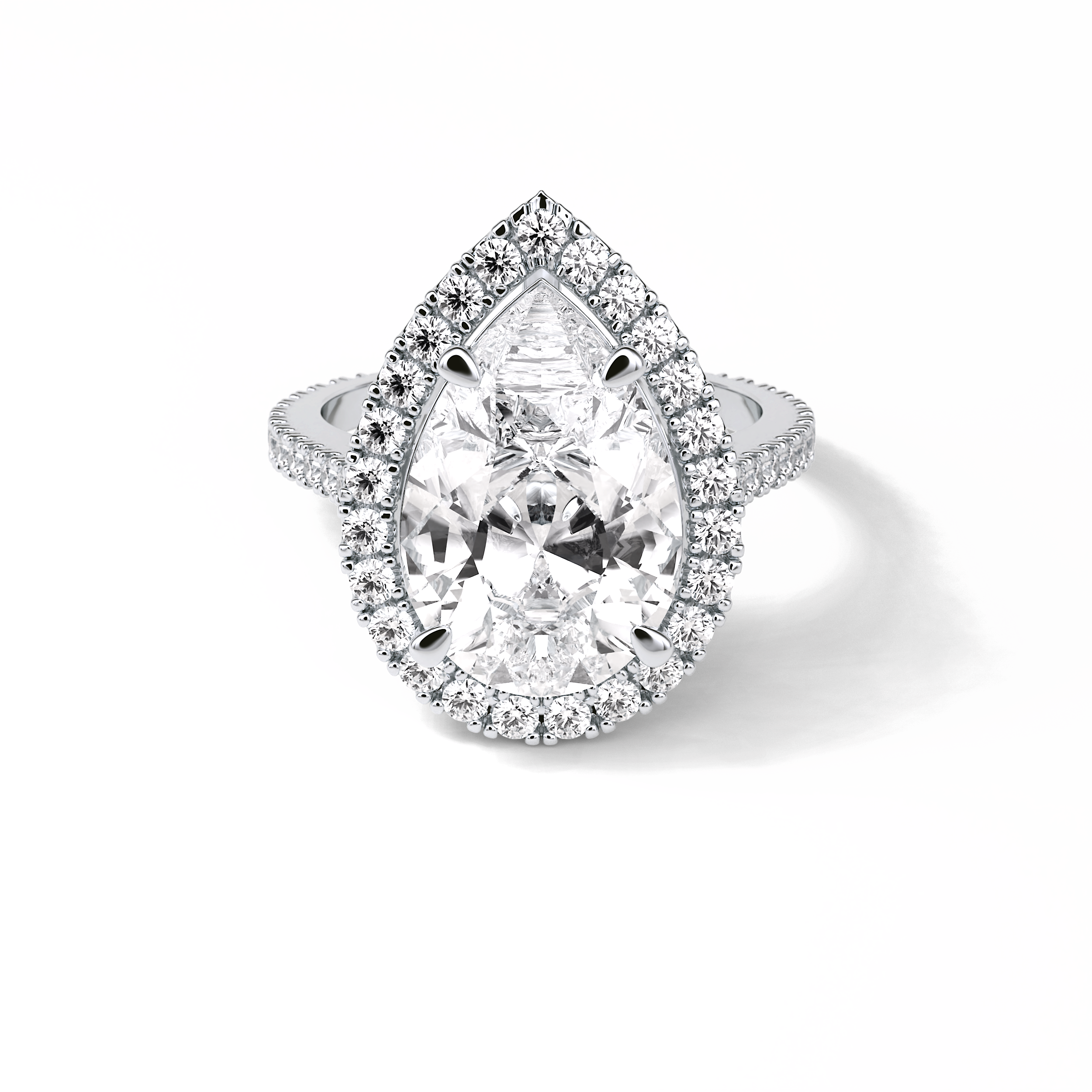 Pear Halo & Pave Lab Grown Diamond Engagement Ring