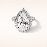 6.15 CT Pear Shaped Halo & Pave Moissanite Engagement Ring