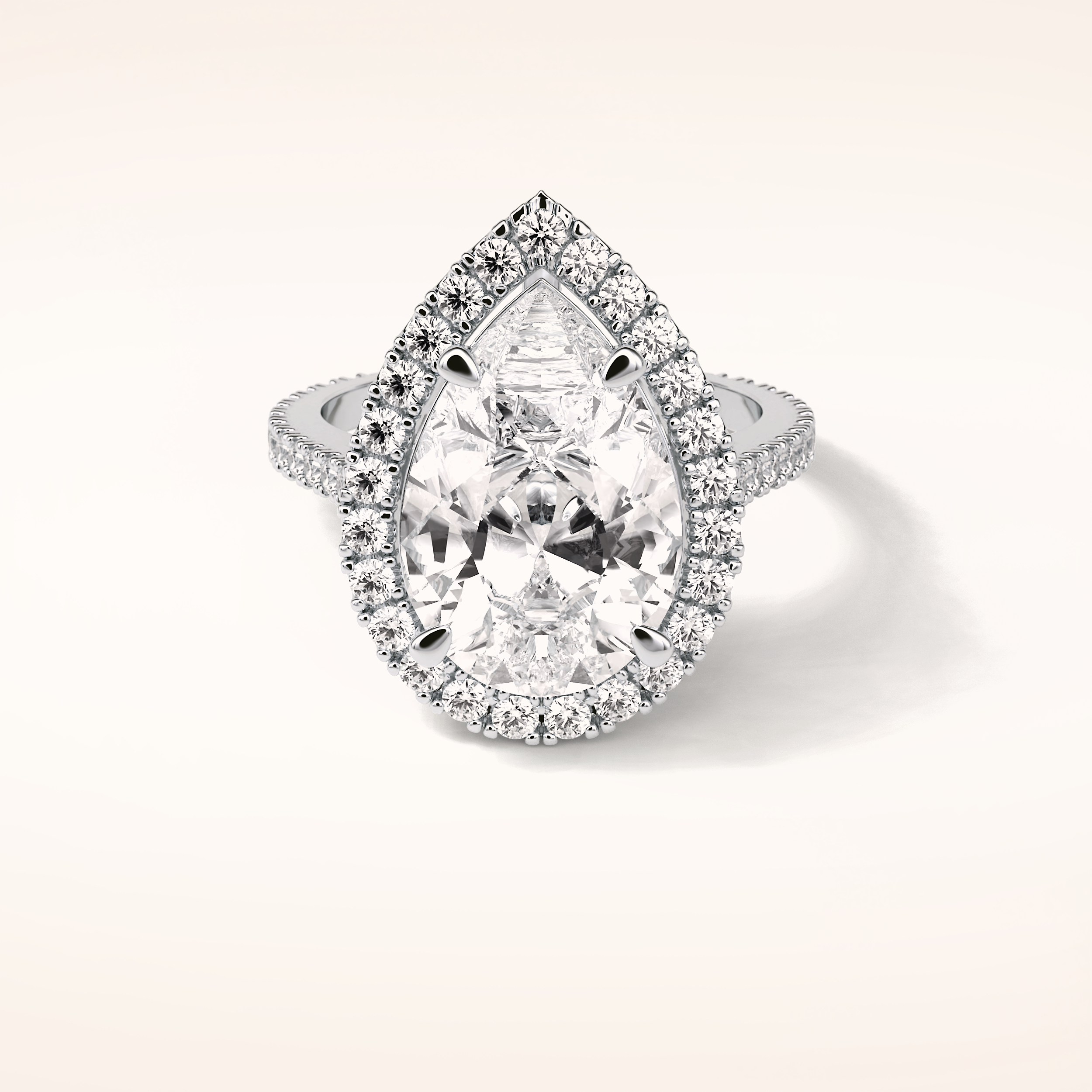 6.15 CT Pear Shaped Halo & Pave Moissanite Engagement Ring