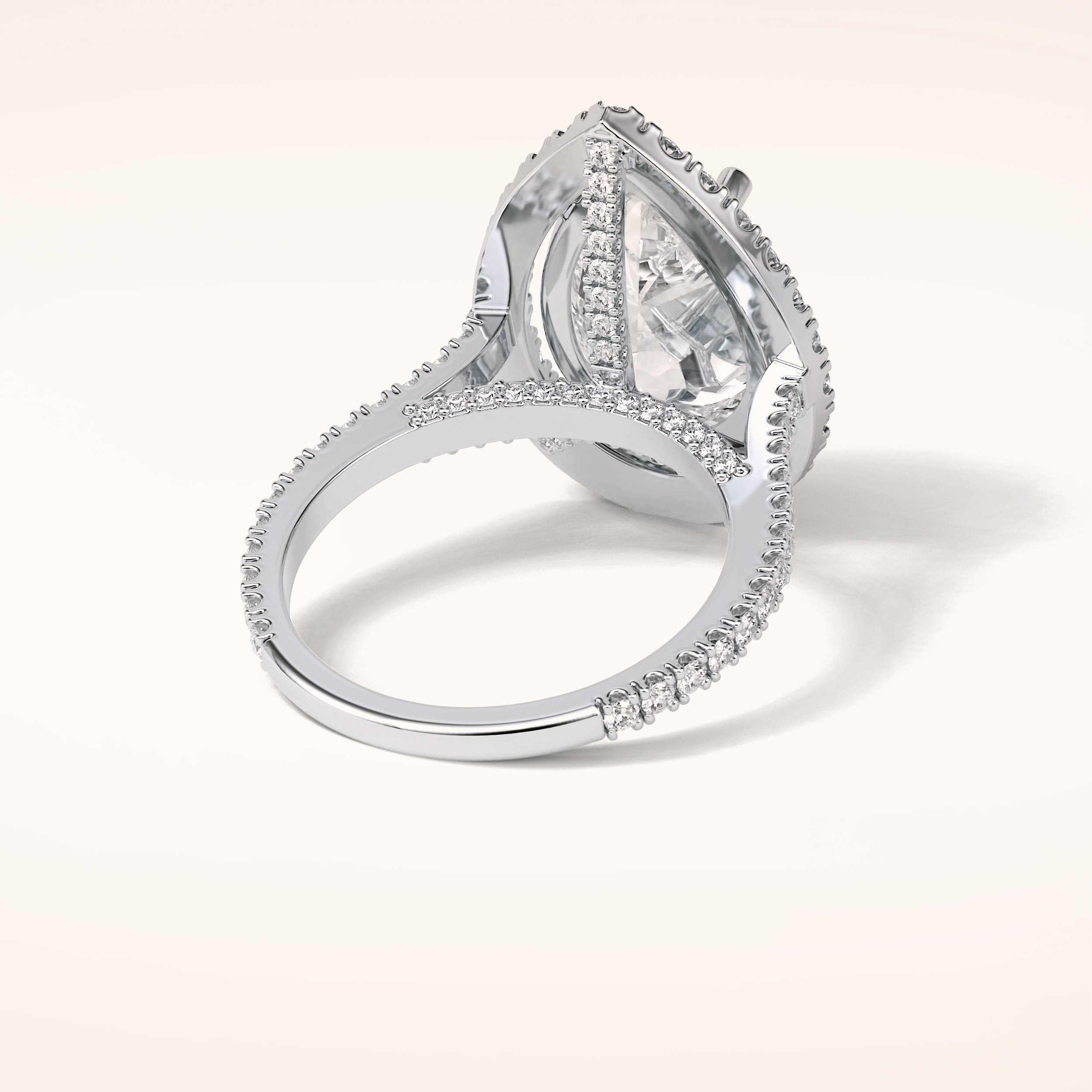 6.15 CT Pear Shaped Halo & Pave Moissanite Engagement Ring