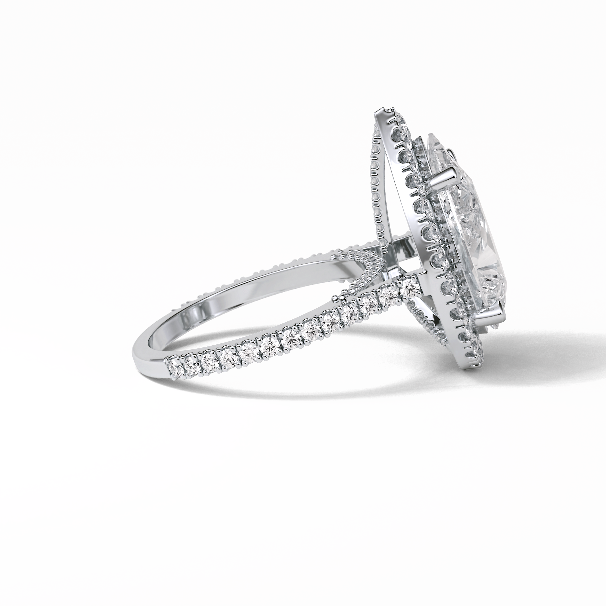 Pear Halo & Pave Lab Grown Diamond Engagement Ring