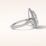 6.15 CT Pear Shaped Halo & Pave Moissanite Engagement Ring