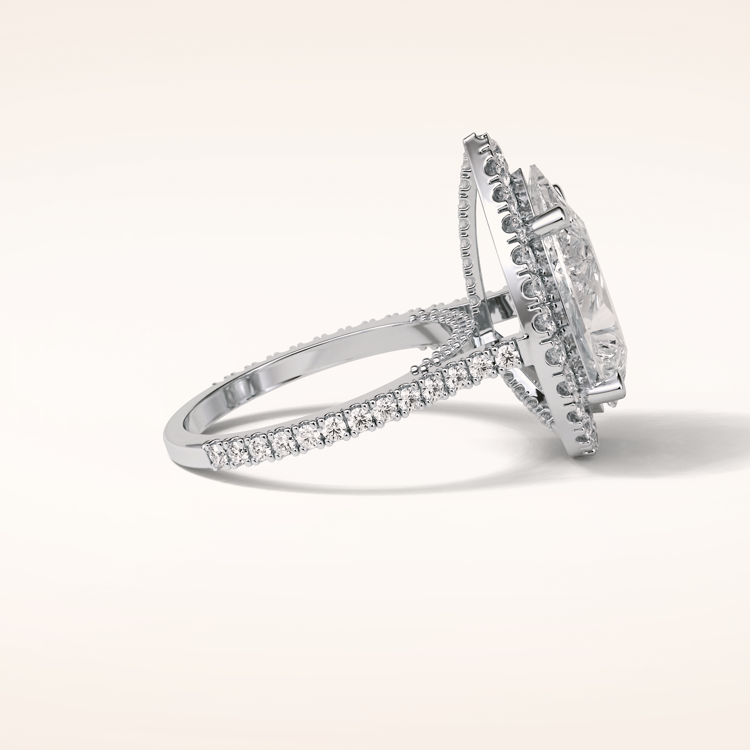 6.15 CT Pear Shaped Halo & Pave Moissanite Engagement Ring