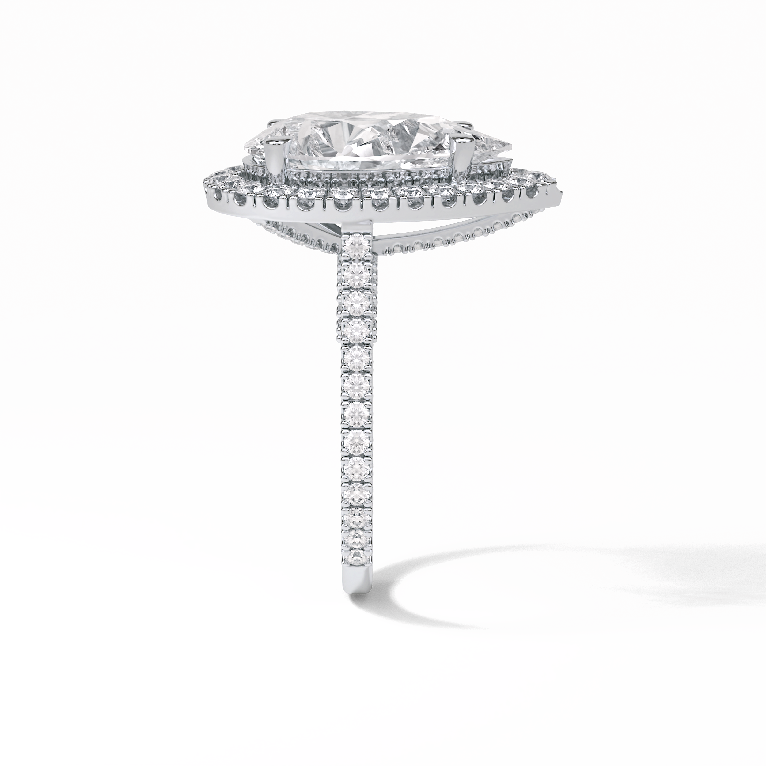 Pear Halo & Pave Lab Grown Diamond Engagement Ring