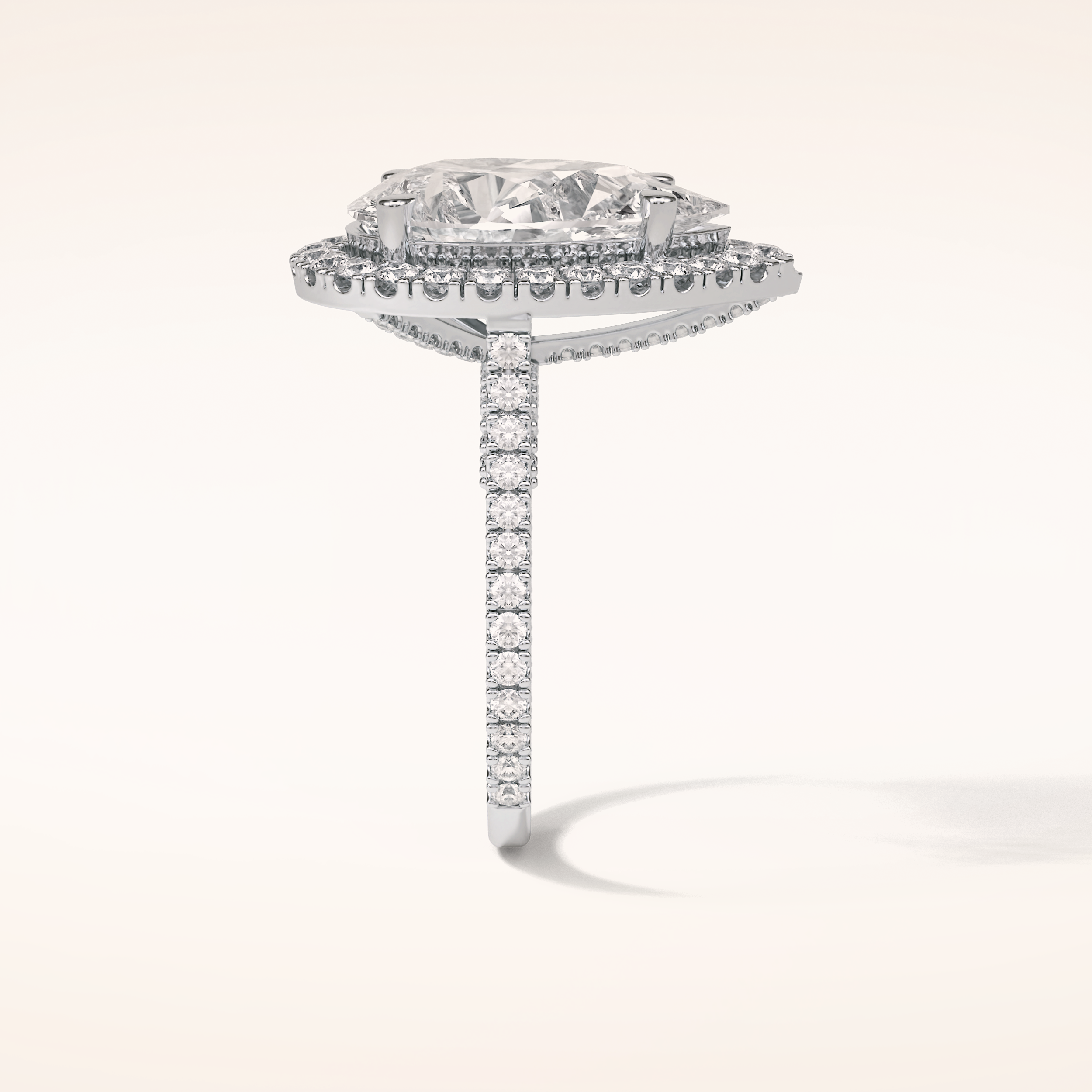 6.15 CT Pear Shaped Halo & Pave Moissanite Engagement Ring