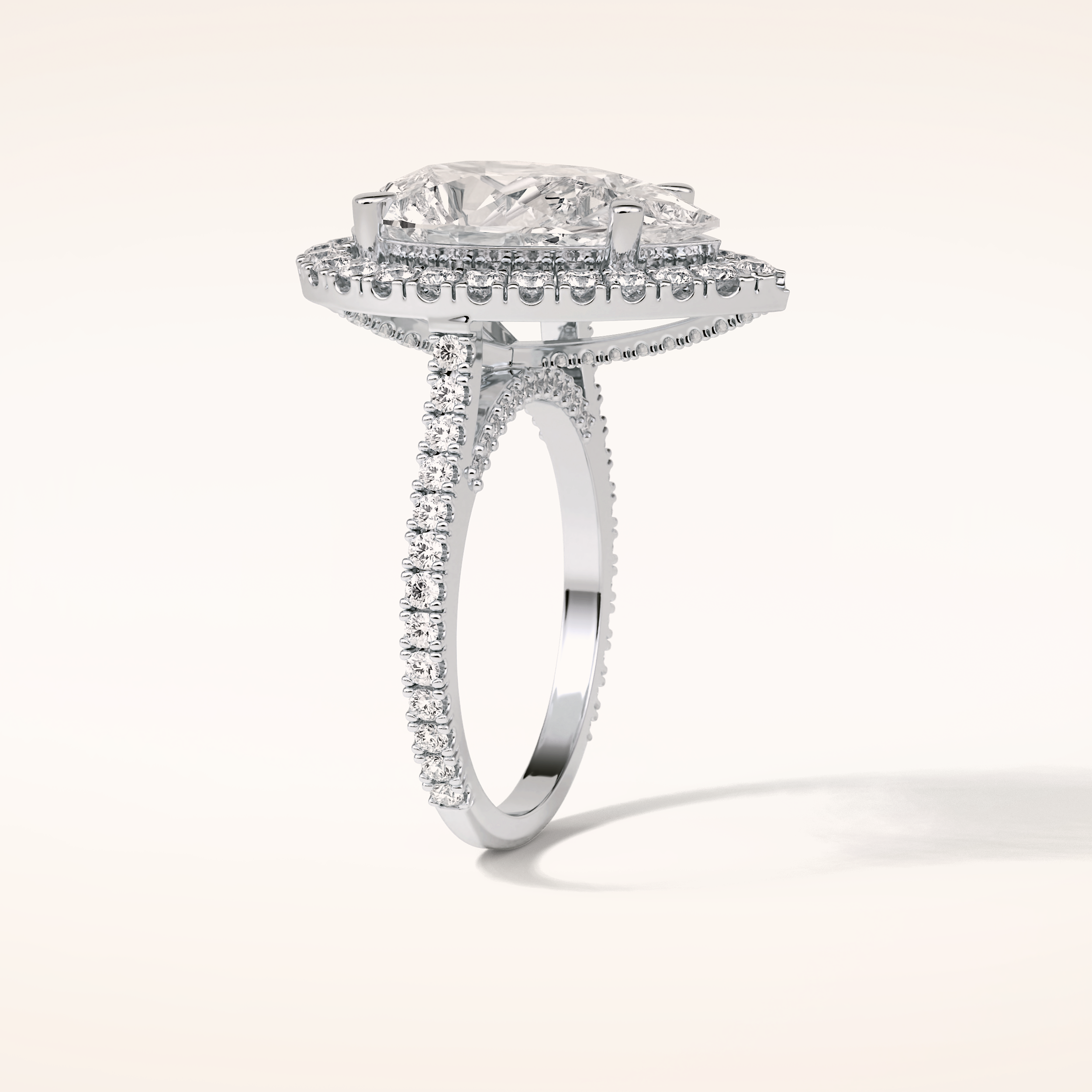 6.15 CT Pear Shaped Halo & Pave Moissanite Engagement Ring