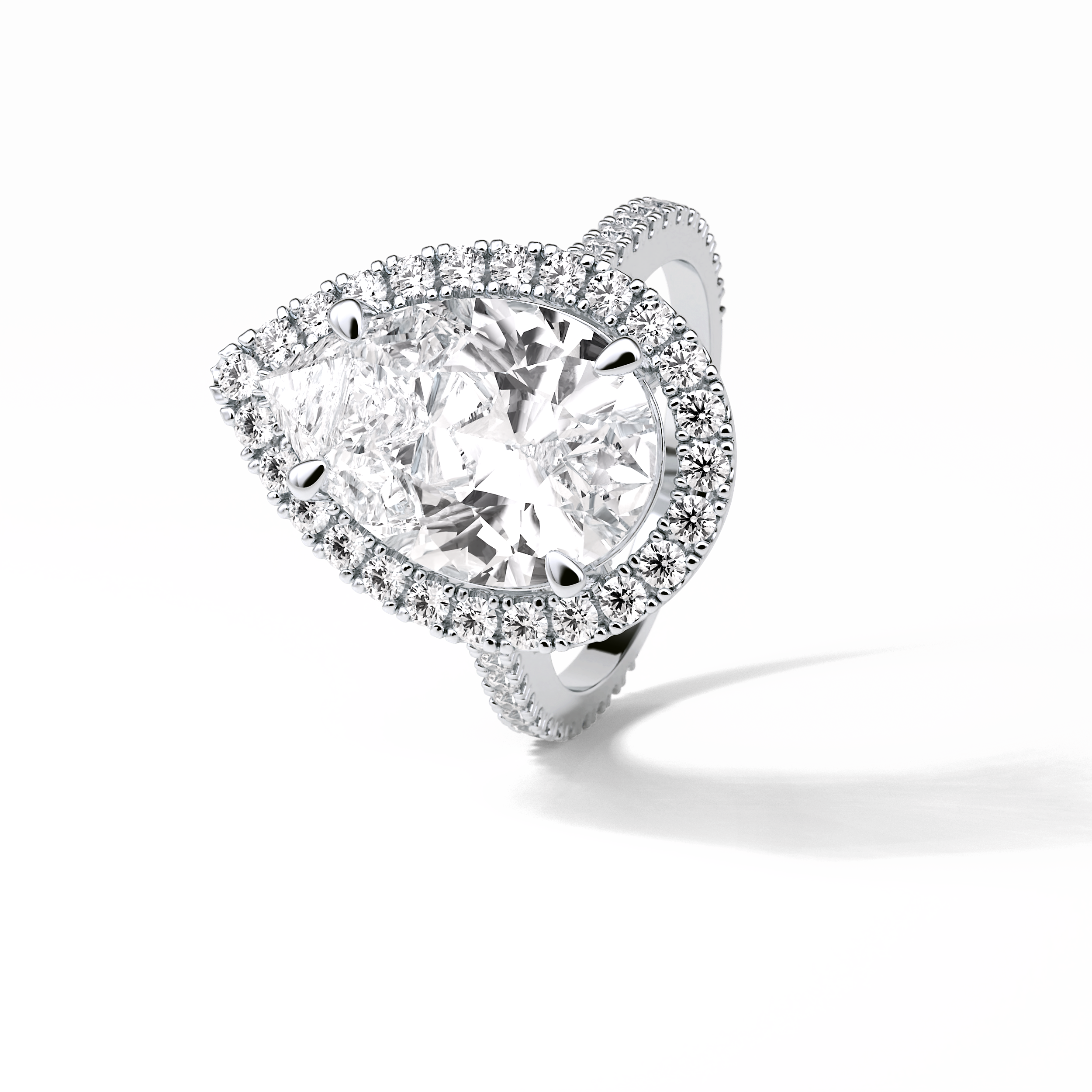 Pear Halo & Pave Lab Grown Diamond Engagement Ring