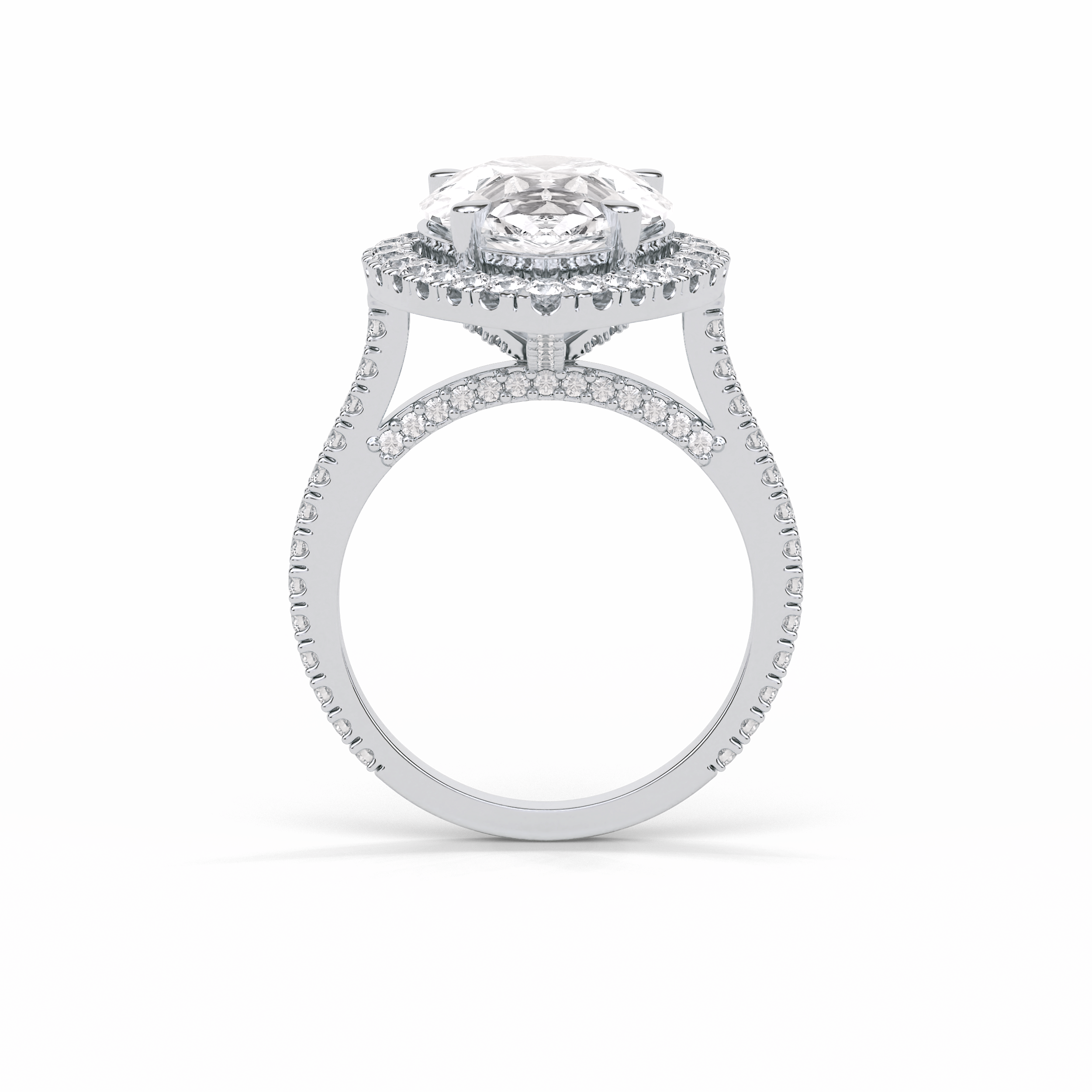 Pear Halo & Pave Lab Grown Diamond Engagement Ring