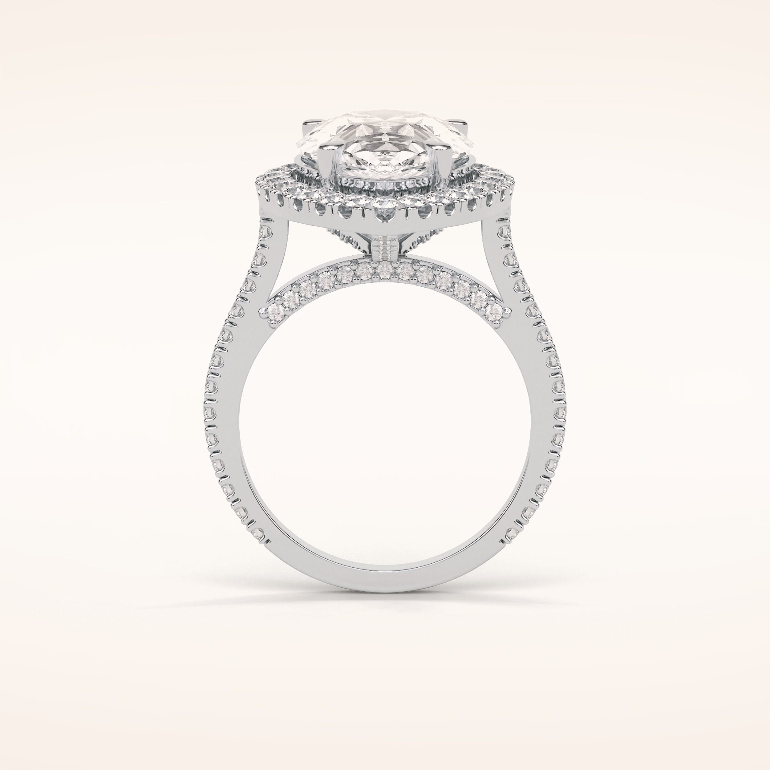 6.15 CT Pear Shaped Halo & Pave Moissanite Engagement Ring