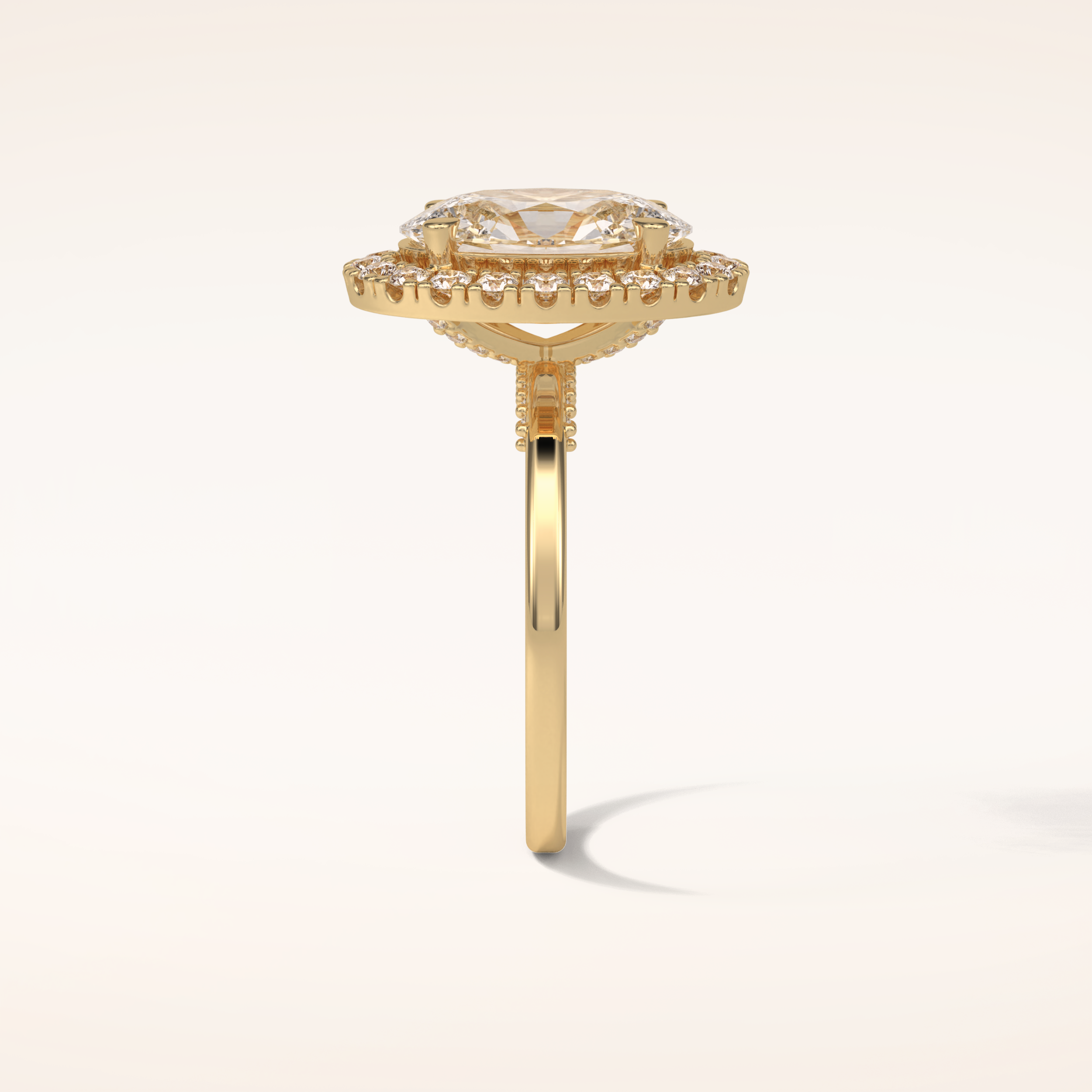 3.15 CT Oval Shaped Halo Moissanite Engagement Ring