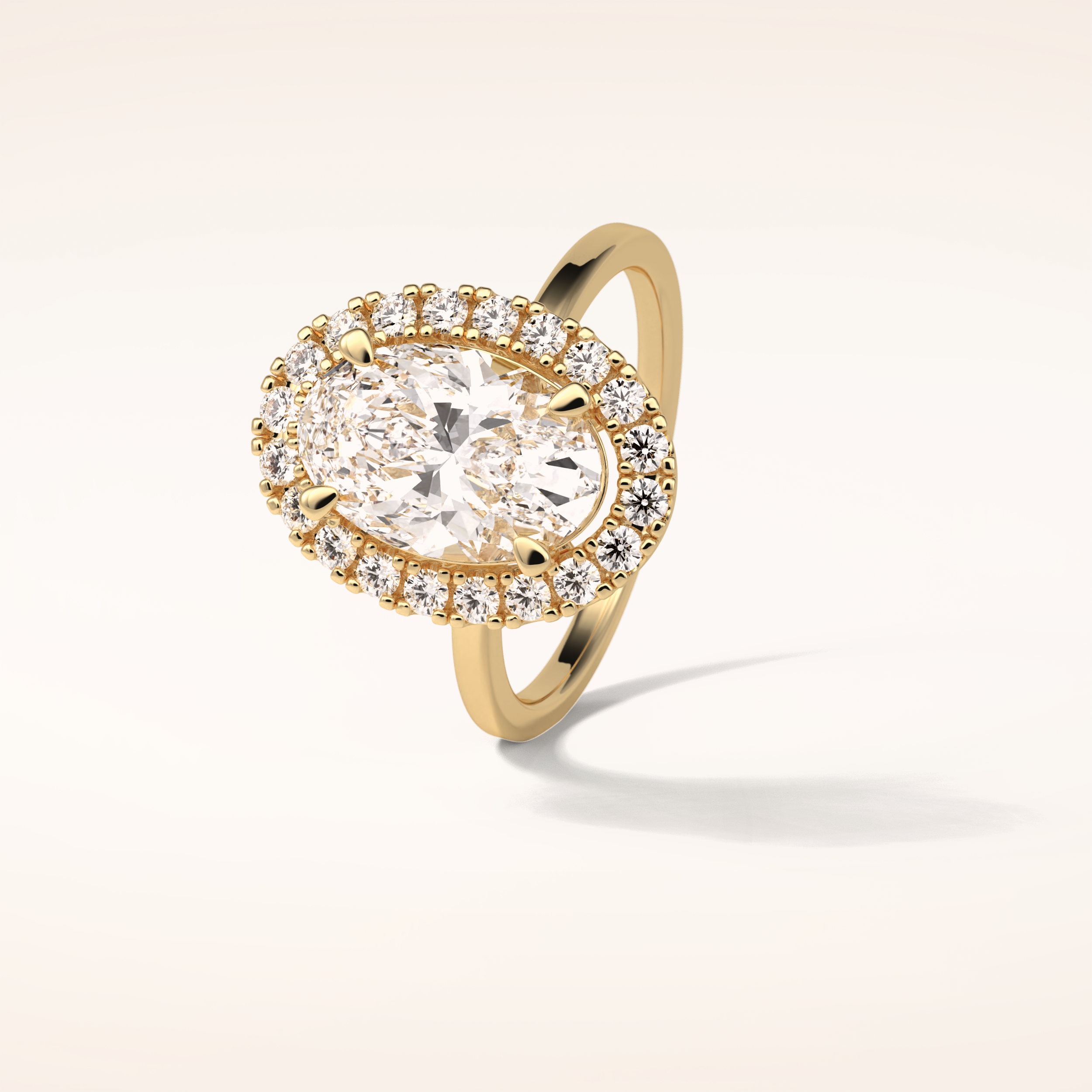 3.15 CT Oval Shaped Halo Moissanite Engagement Ring