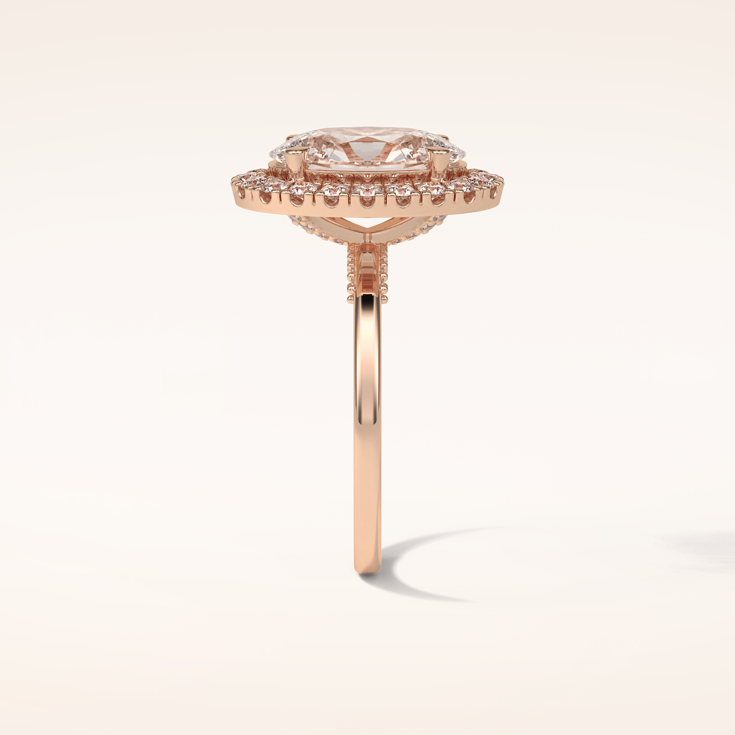 3.15 CT Oval Shaped Halo Moissanite Engagement Ring