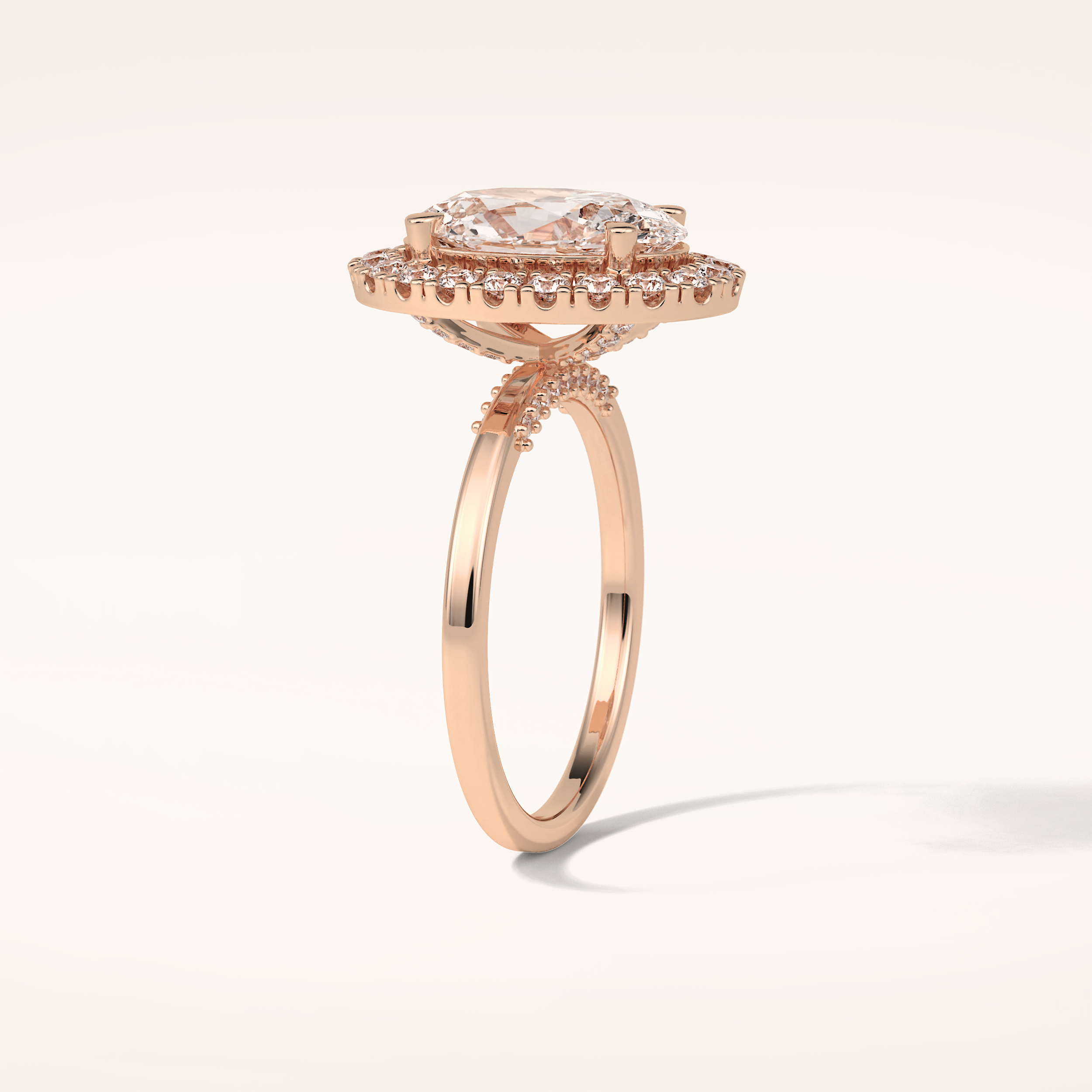 3.15 CT Oval Shaped Halo Moissanite Engagement Ring