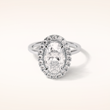 3.15 CT Oval Shaped Halo Moissanite Engagement Ring
