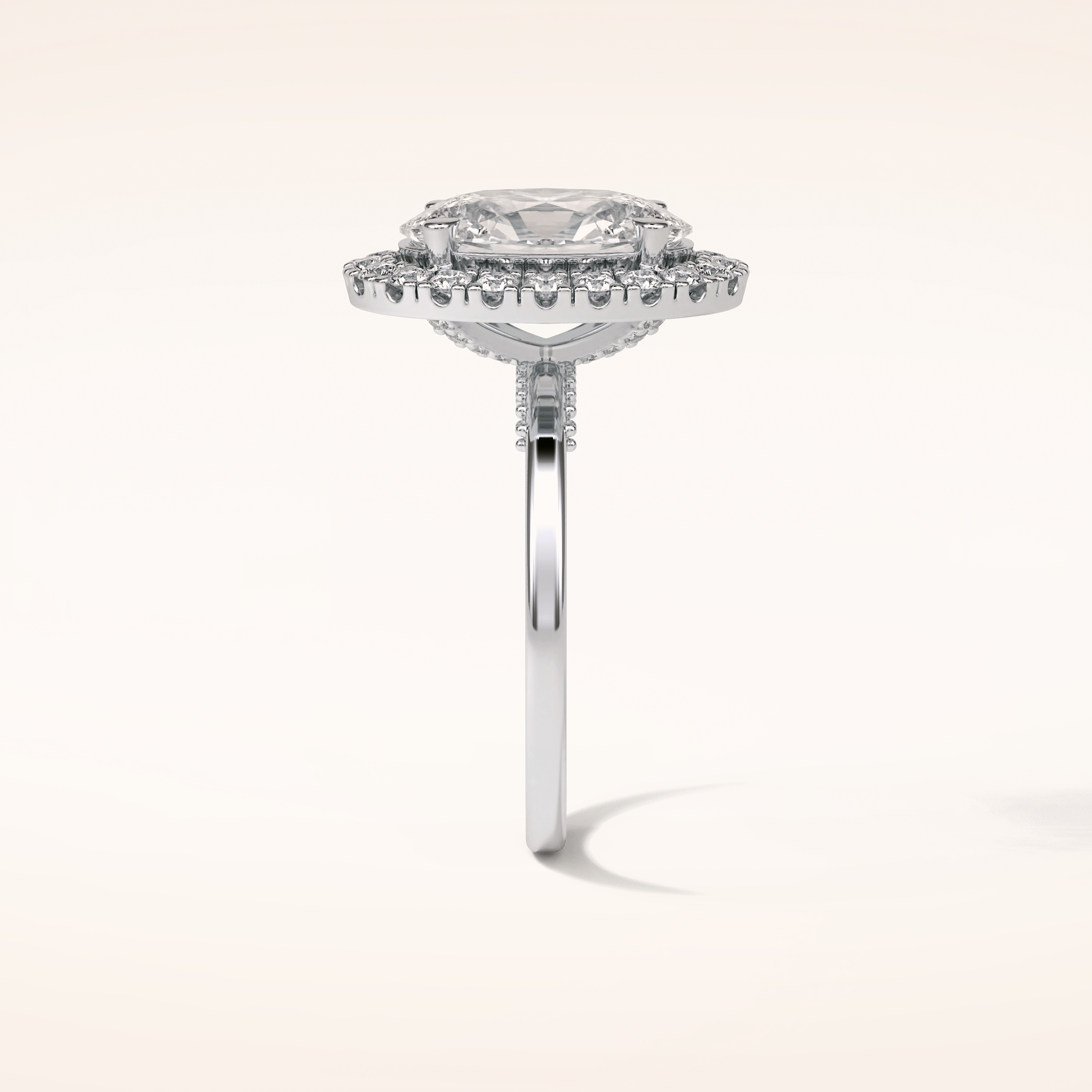 3.15 CT Oval Shaped Halo Moissanite Engagement Ring