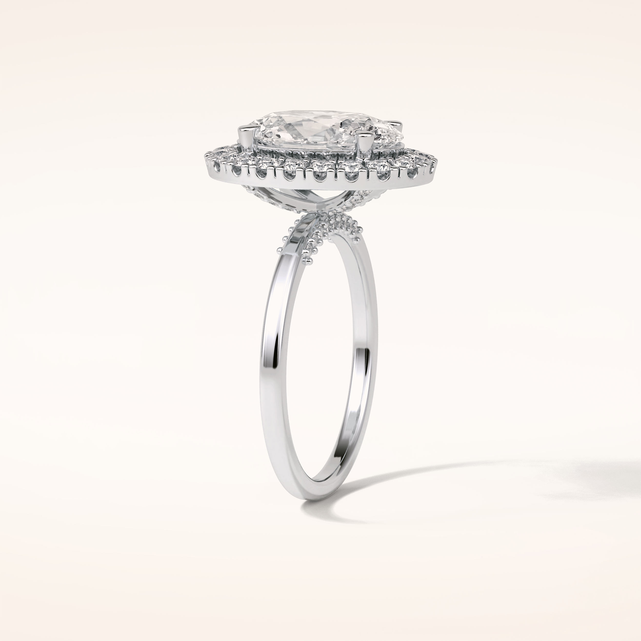 3.15 CT Oval Shaped Halo Moissanite Engagement Ring