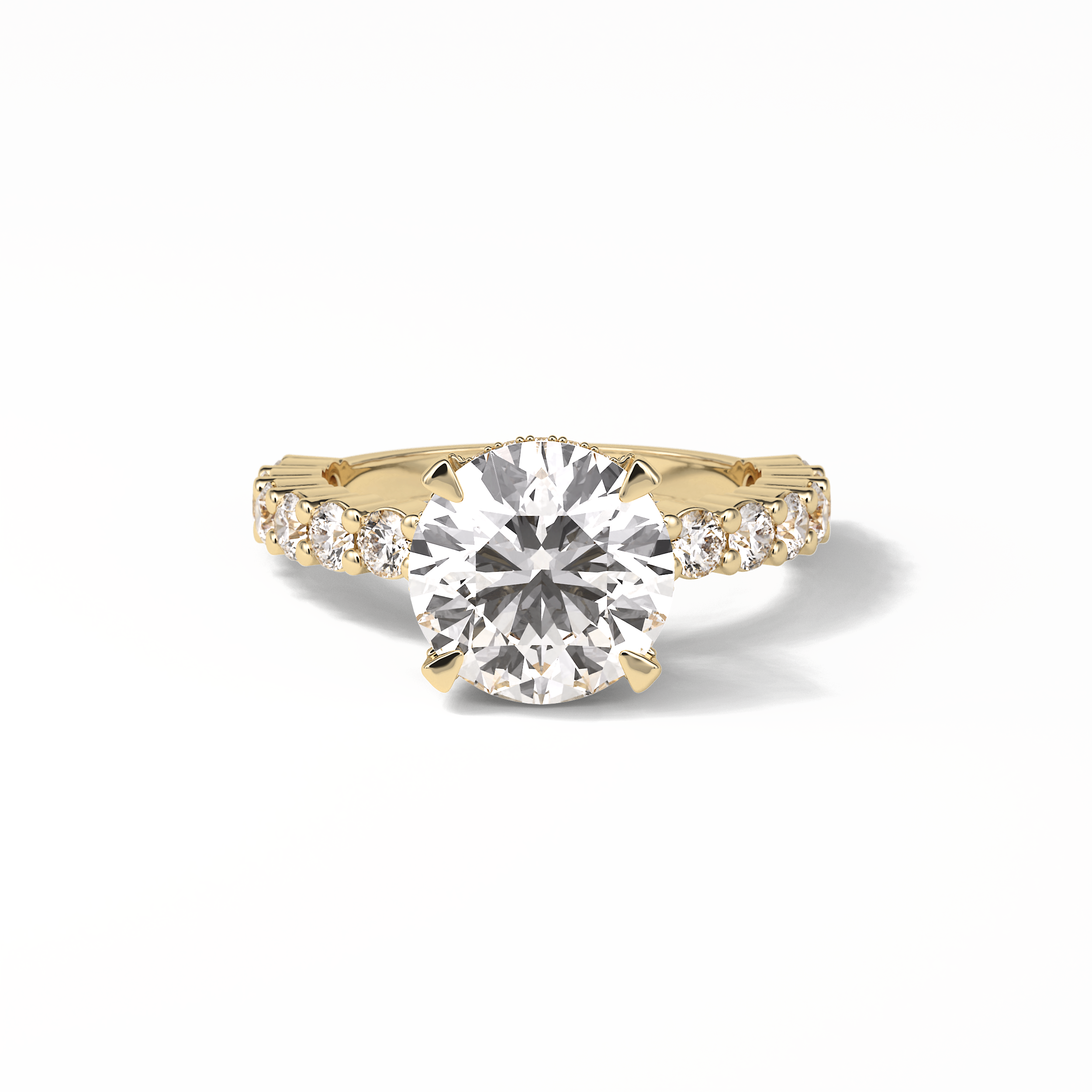 Round Hidden Halo & Pave Lab Grown Diamond Engagement Ring