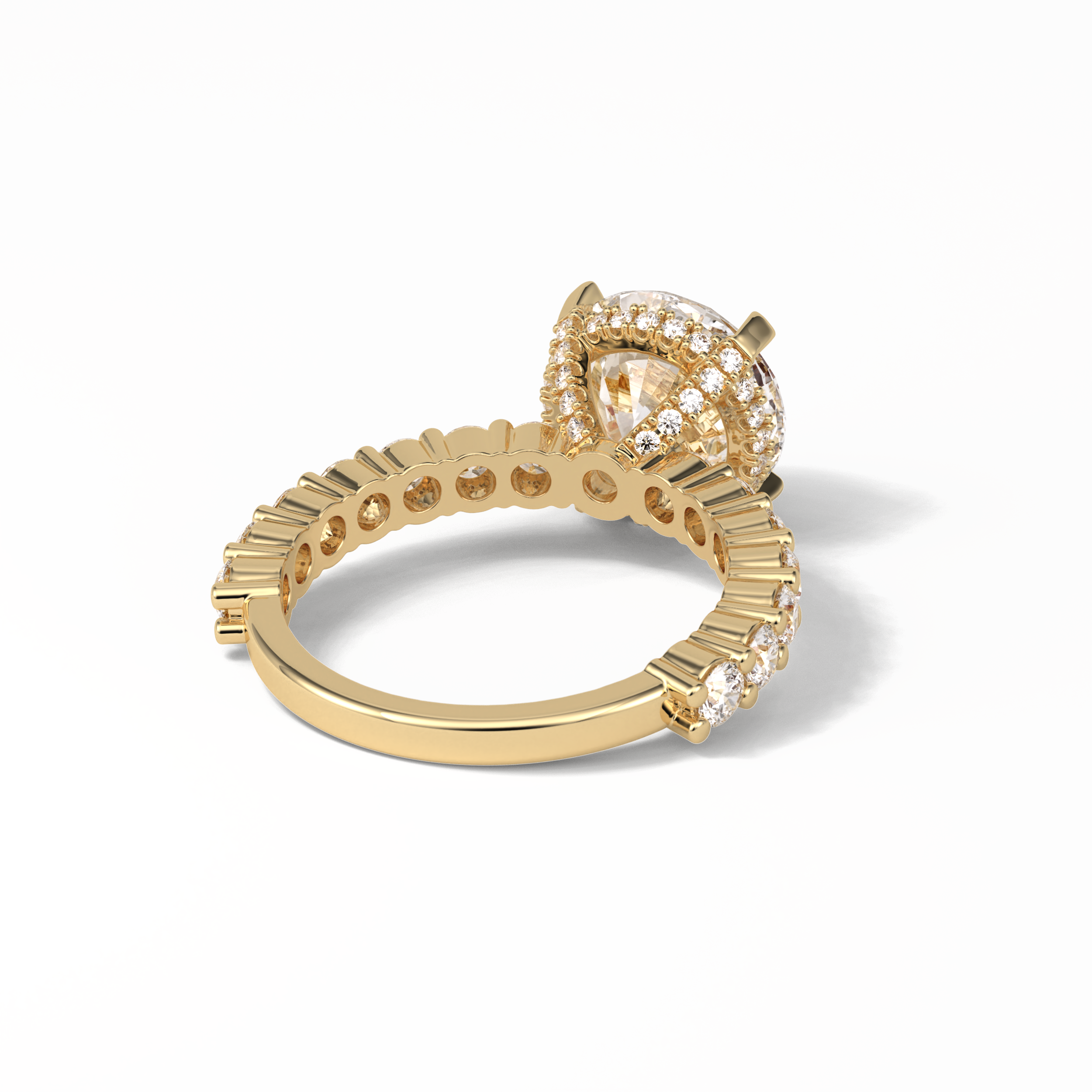 Round Hidden Halo & Pave Lab Grown Diamond Engagement Ring