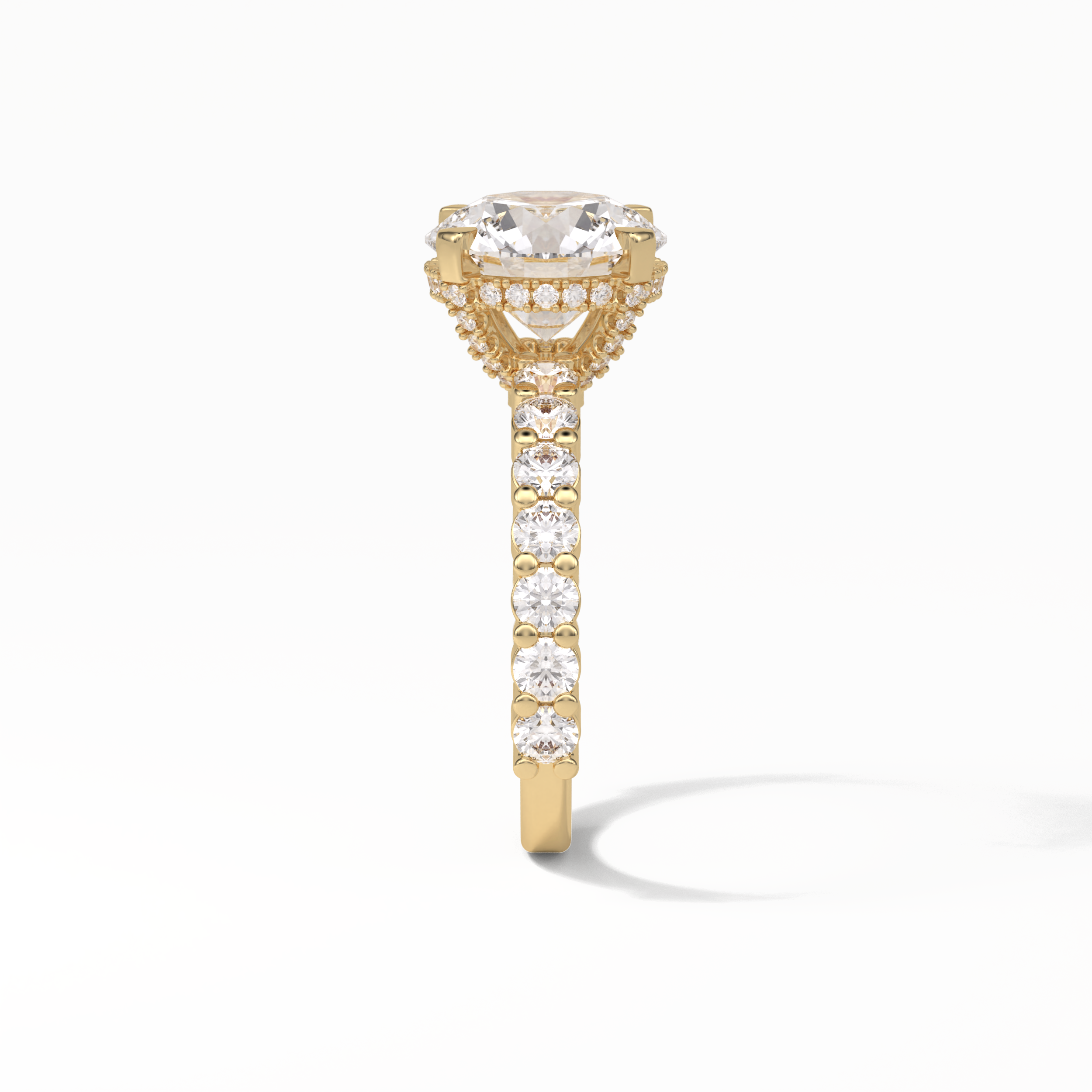 Round Hidden Halo & Pave Lab Grown Diamond Engagement Ring