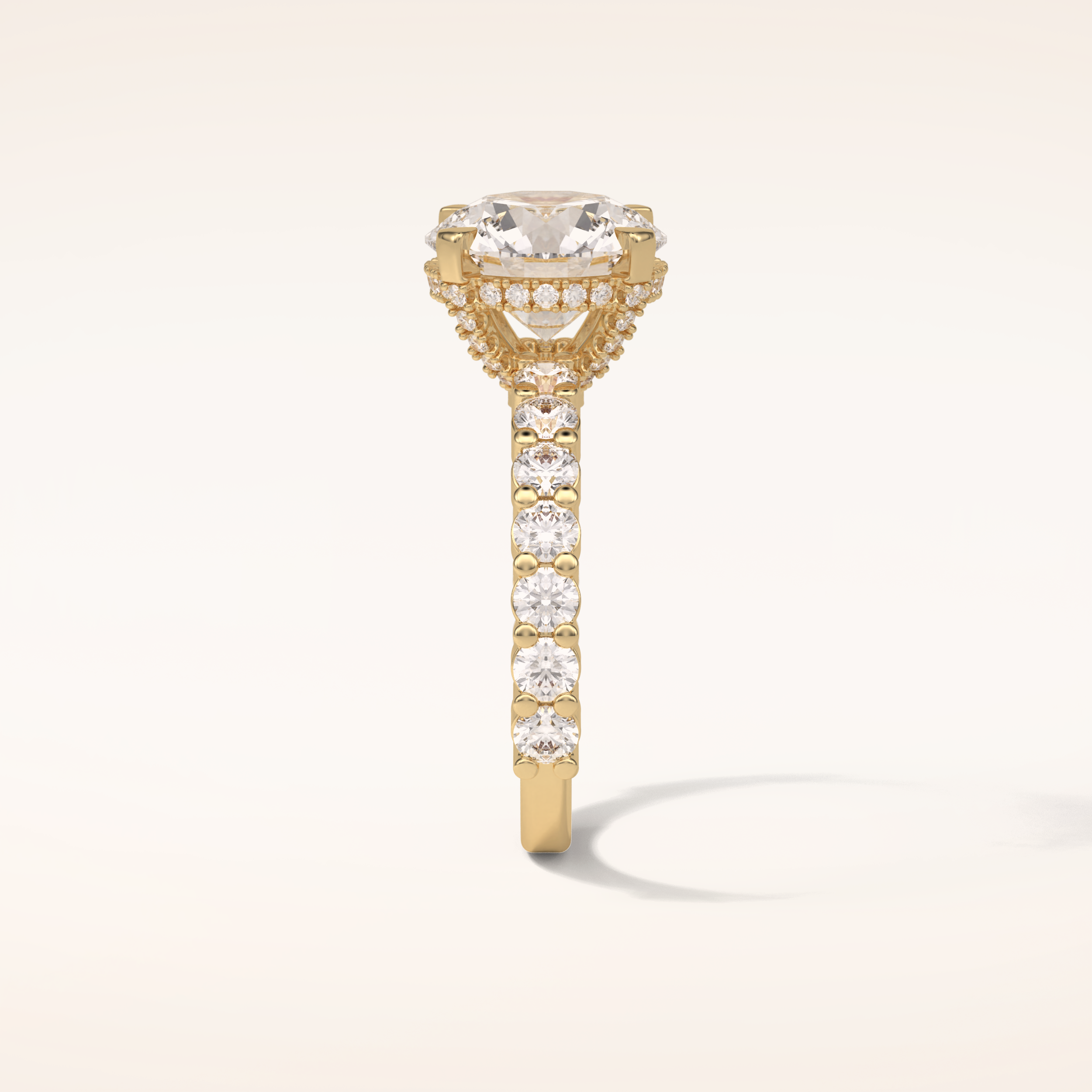 2.75 CT Round Shaped Pave Moissanite Engagement Ring