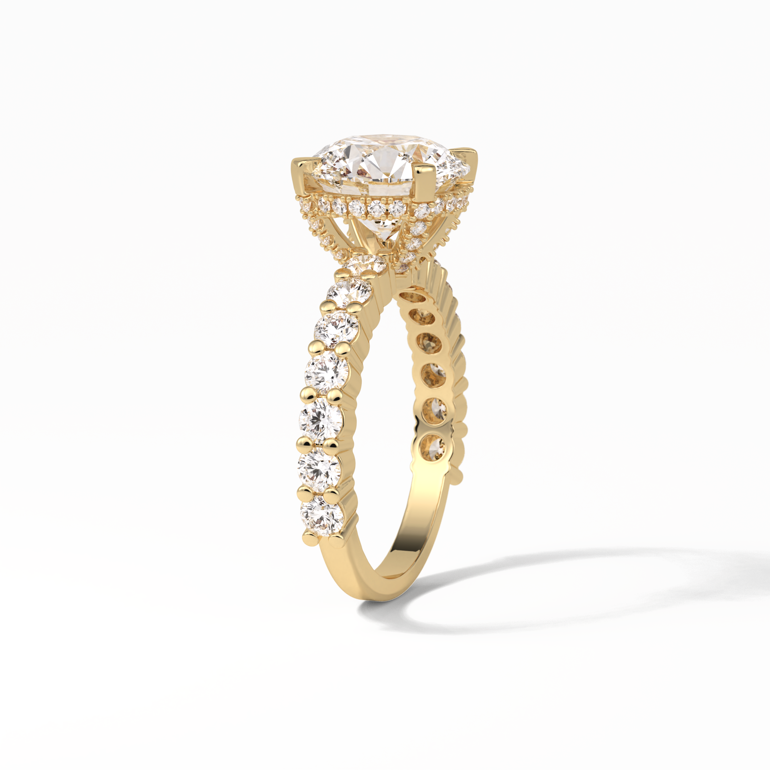 Round Hidden Halo & Pave Lab Grown Diamond Engagement Ring