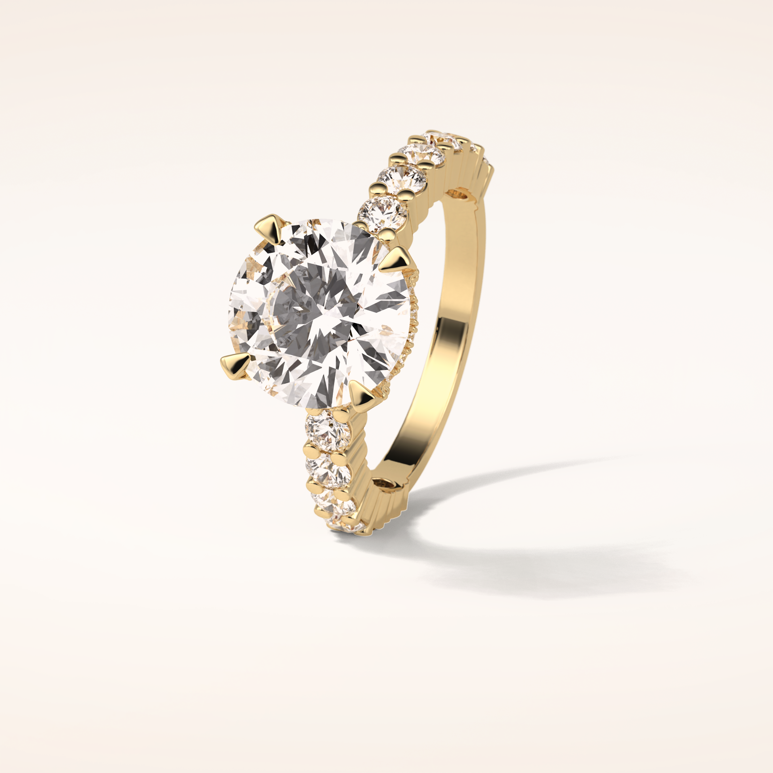 2.75 CT Round Shaped Pave Moissanite Engagement Ring