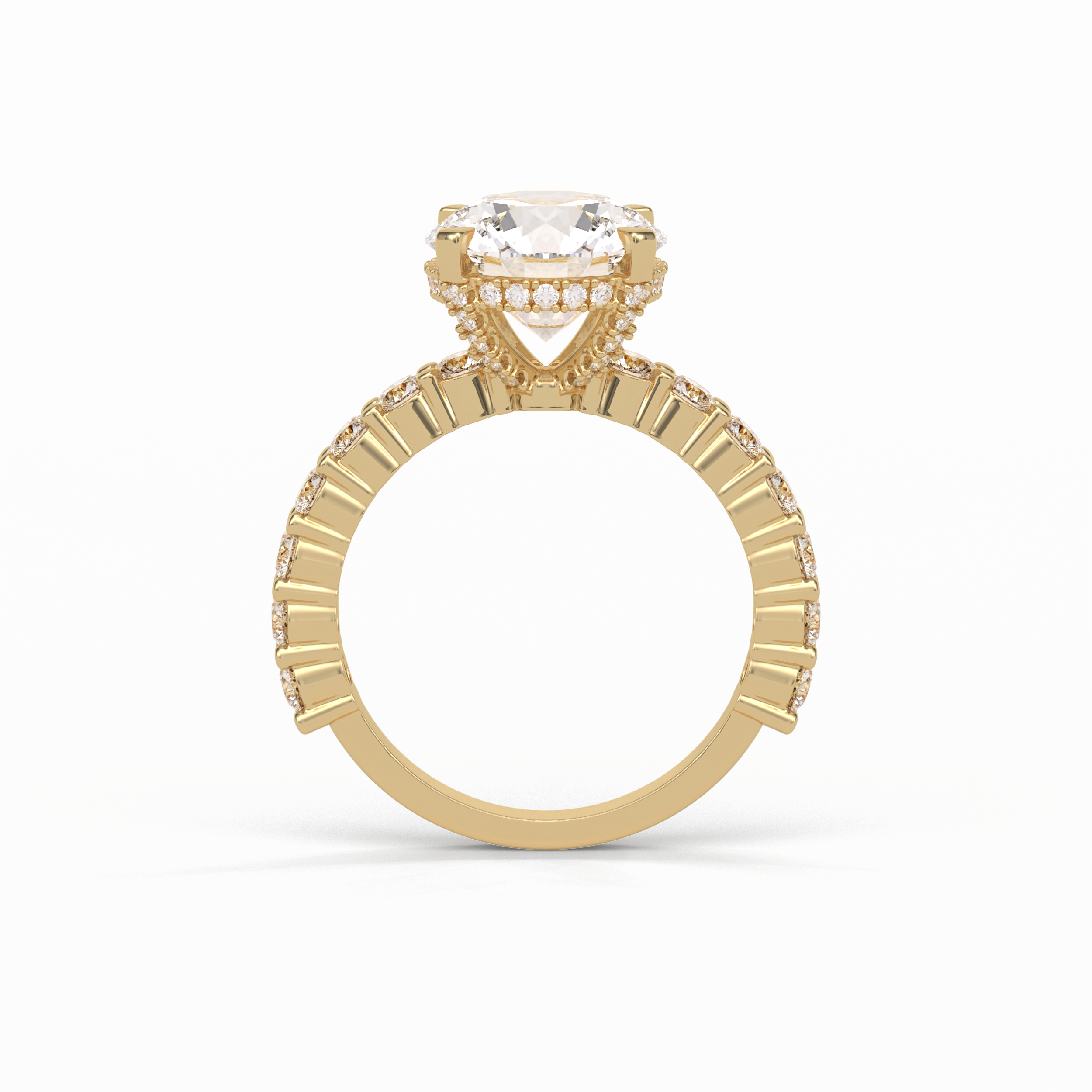 Round Hidden Halo & Pave Lab Grown Diamond Engagement Ring