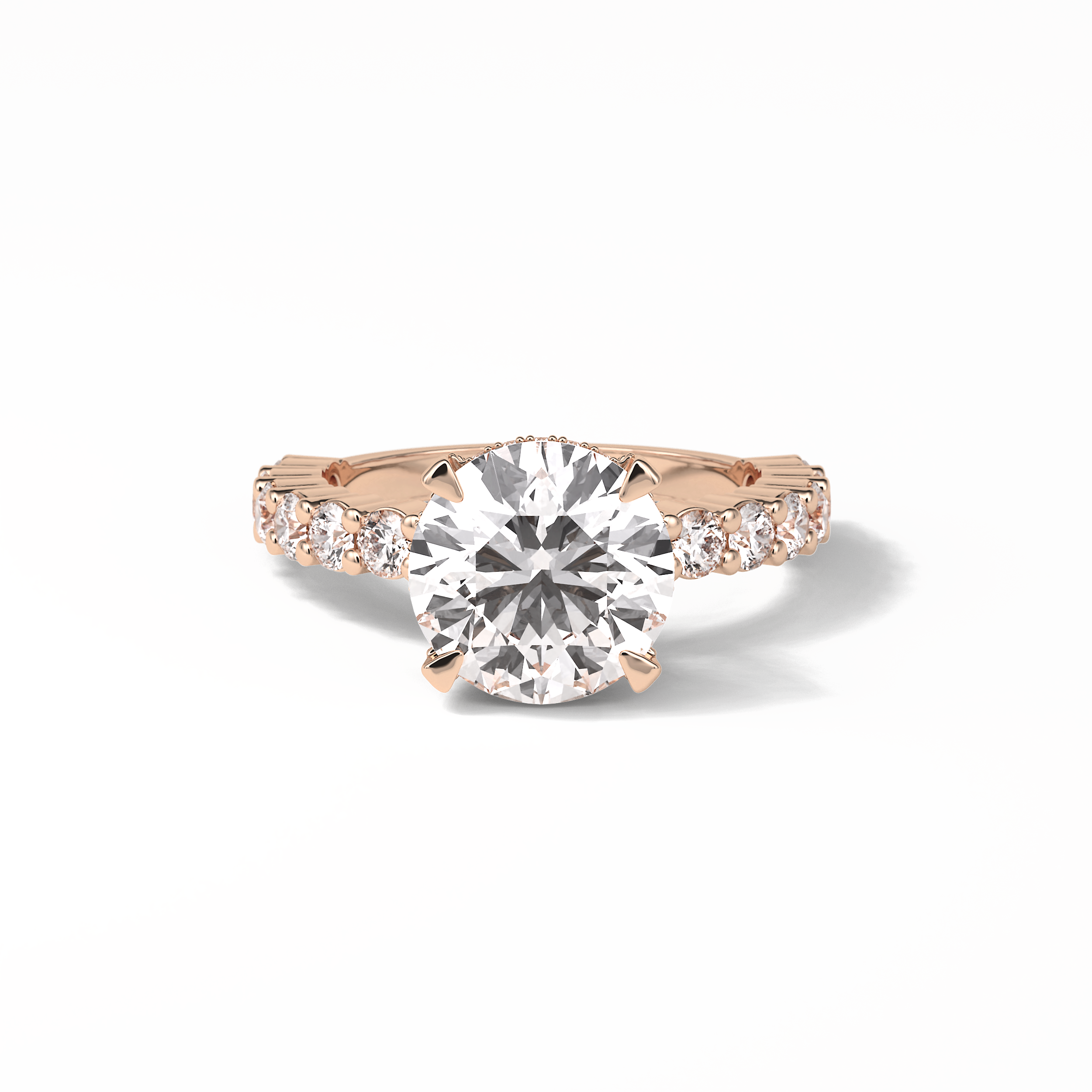 Round Hidden Halo & Pave Lab Grown Diamond Engagement Ring