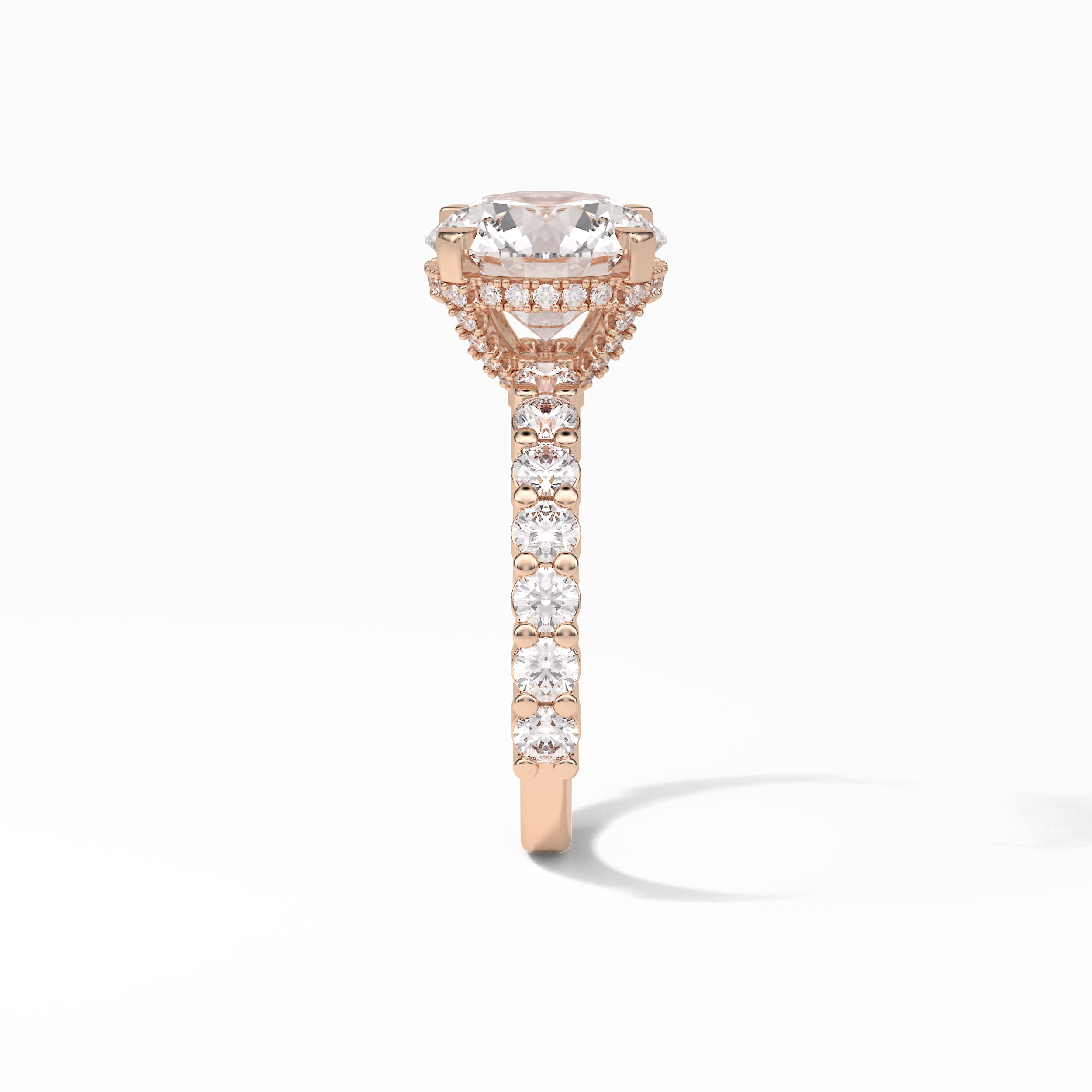 Round Hidden Halo & Pave Lab Grown Diamond Engagement Ring